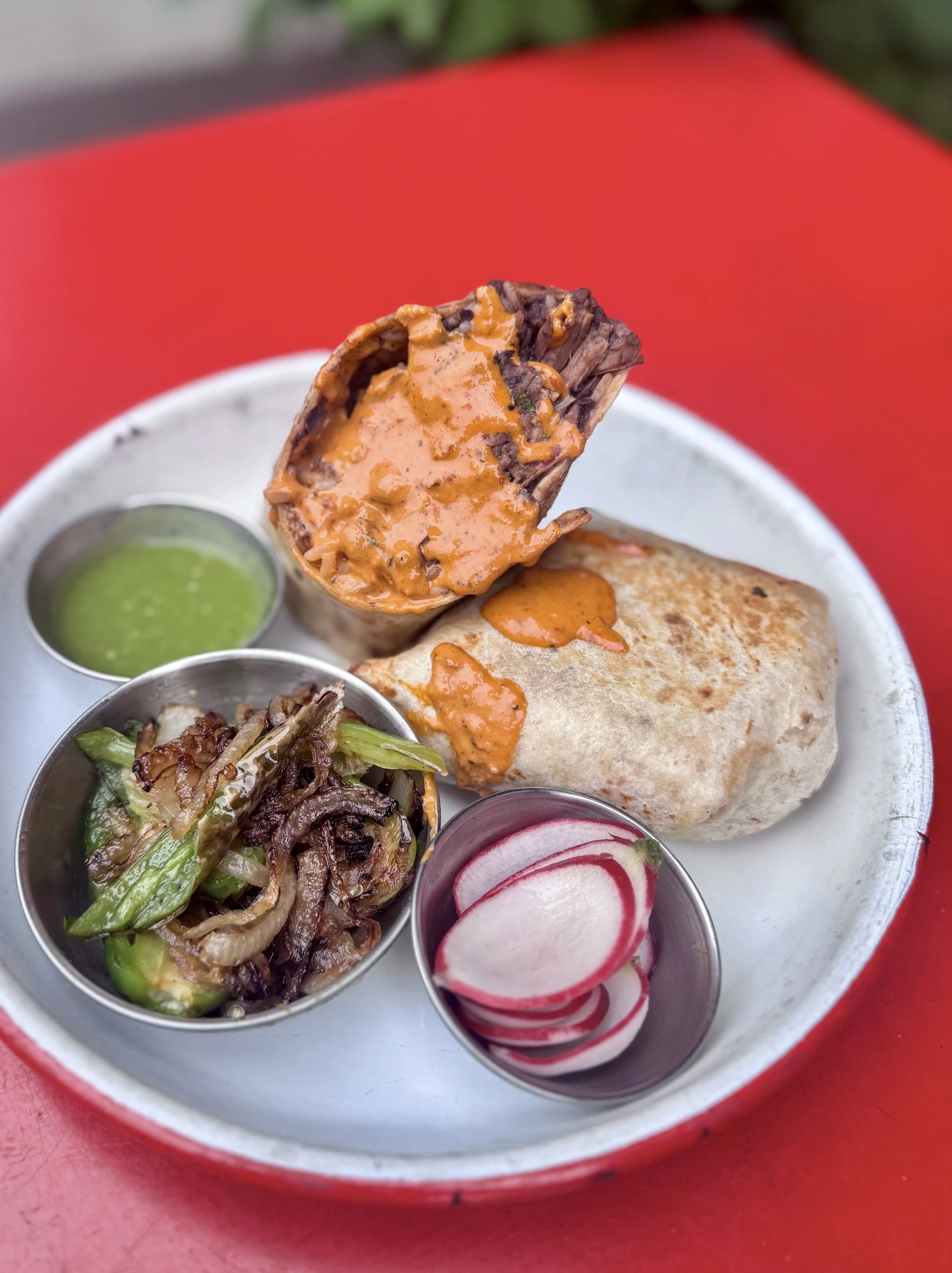 New and improved burrito, all in-house made sauces