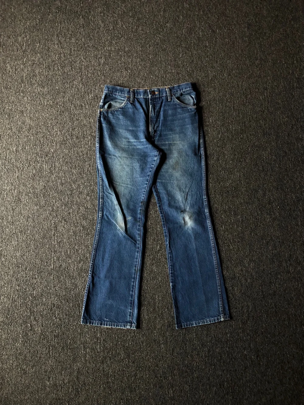 Mid-Wash Rustler Boot-Cut Denim Jeans [34x32] 1970's — Faded Fitment