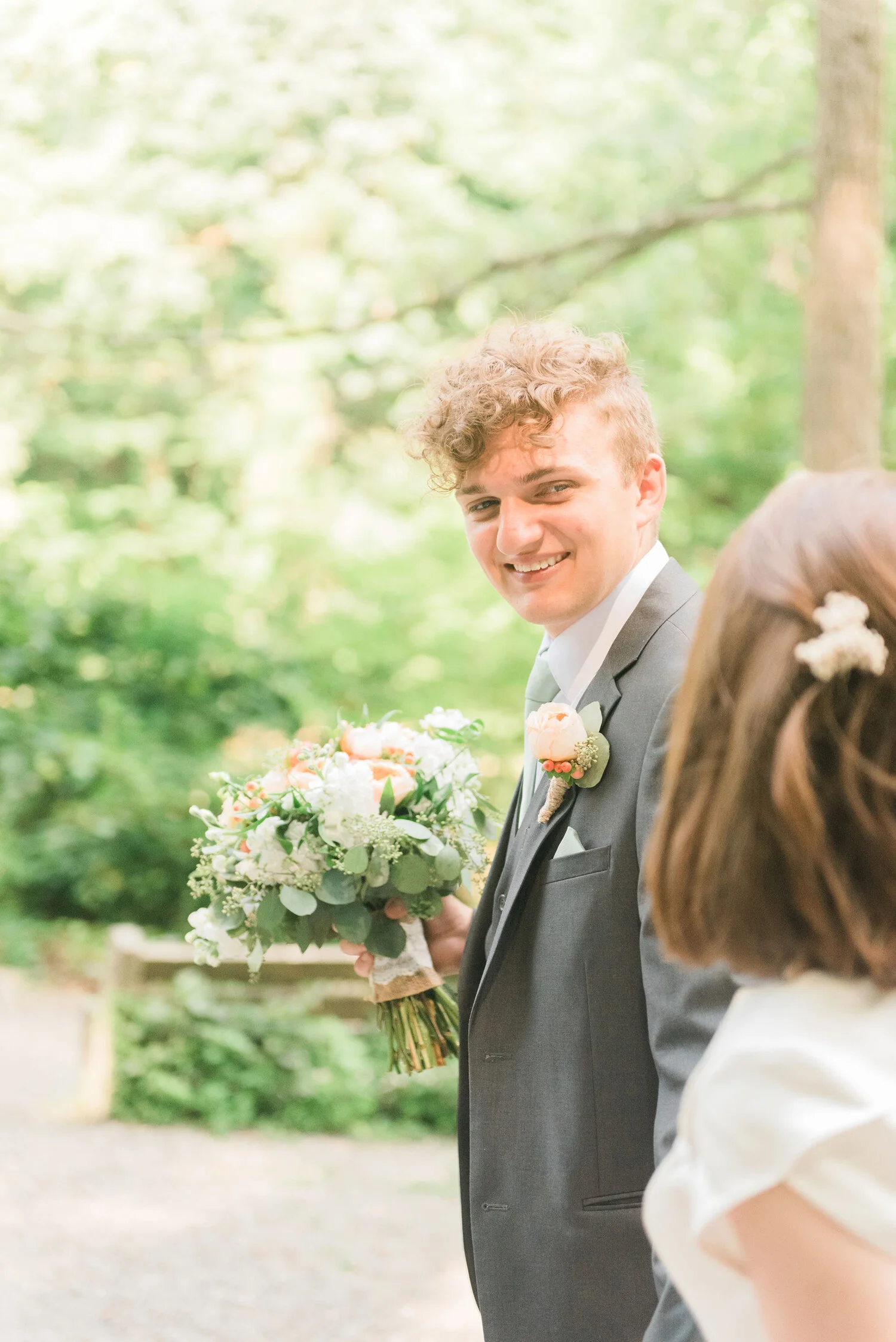 The perfect summer wedding day in Philadelphia, PA shot by Jacquie Erickson Photography. unique wedding day photos interesting angles for wedding day photos ideas for groom photos outfit inspiration for the groom gray suit outdoor wedding photos #ph
