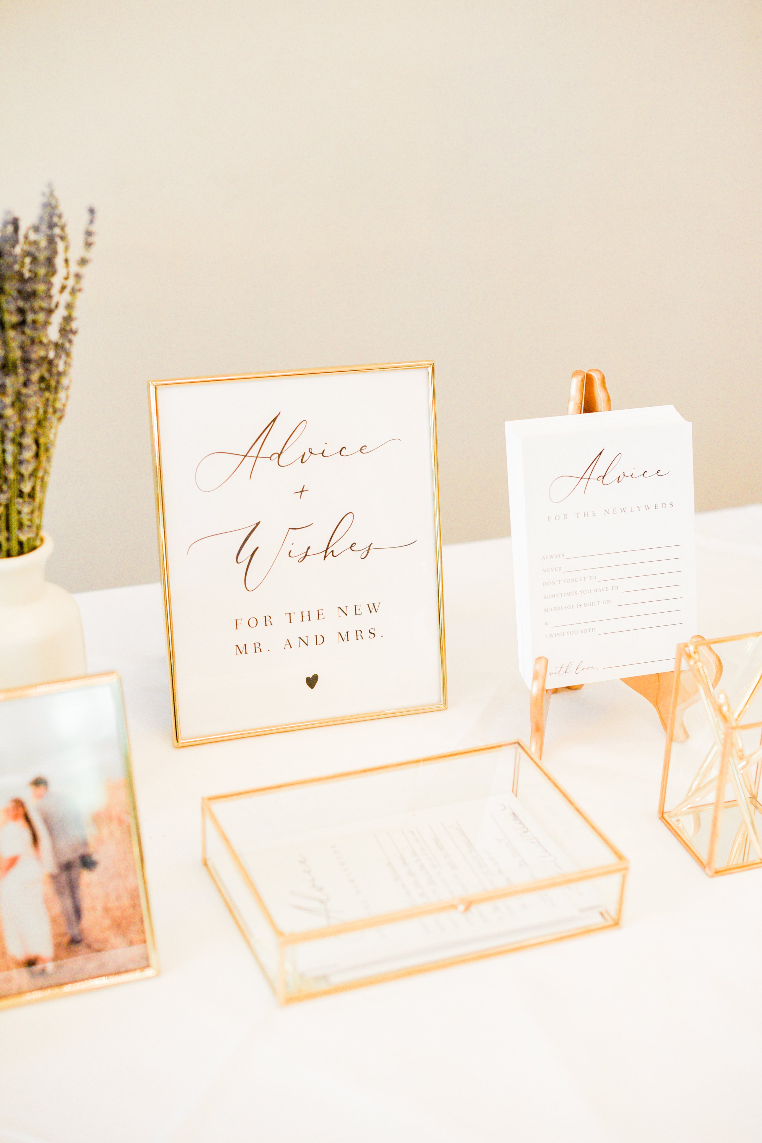 An elegant sign directs guests to leave their advice and wishes in a tray for the new couple at a wedding photographed by Georgia wedding photographer, Jacquie Erickson. wedding must-haves document your wedding #atlantaweddingphotographer #memorable