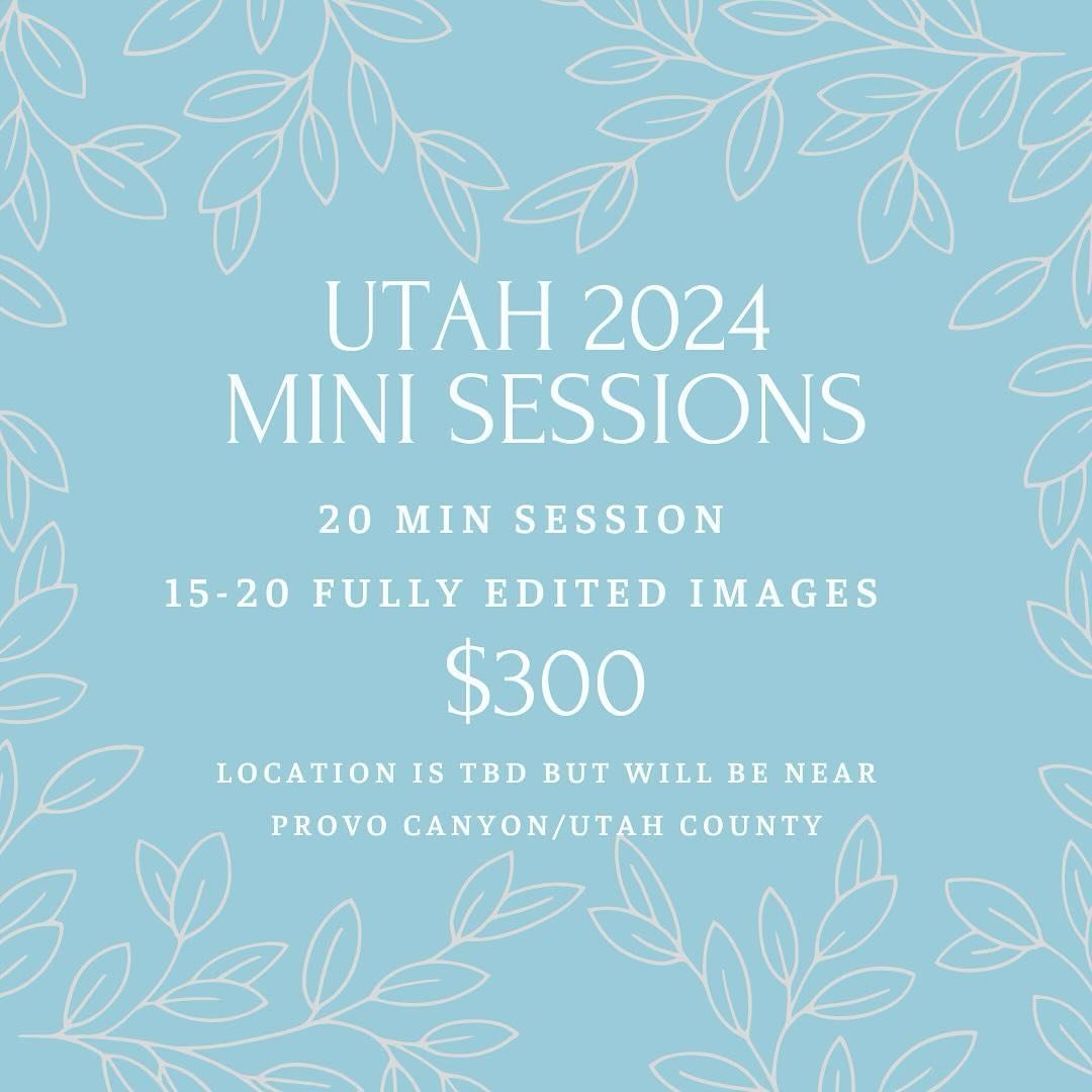 UTAH!! I&rsquo;m coming for you!!

Those mountain view&rsquo;s are calling to my heart so let&rsquo;s get some beautiful photos done!

If you want me to do your family photos this year, let&rsquo;s get your scheduled! 

Please reach out with any ques