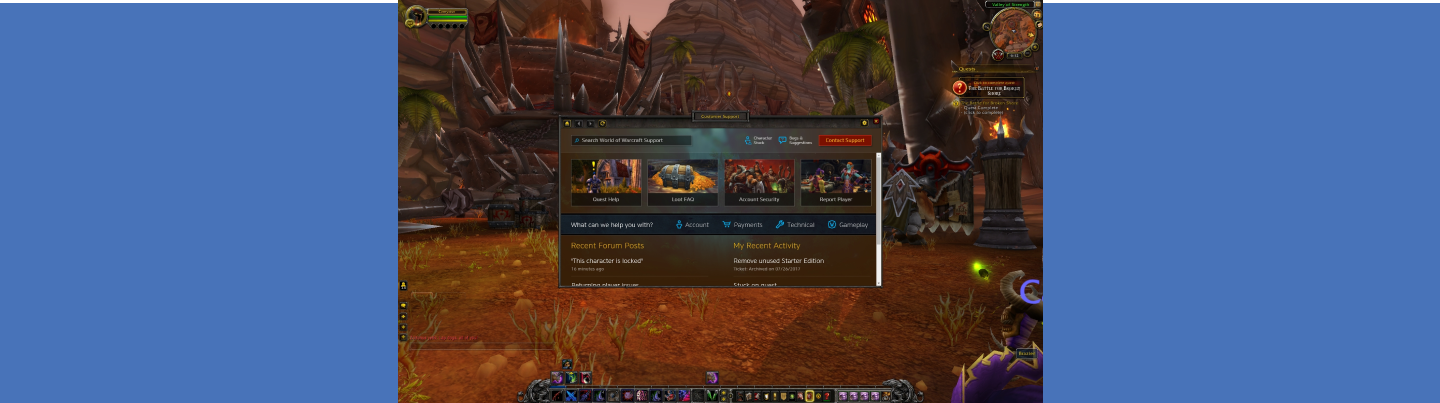 World of Warcraft In-Game Support Research