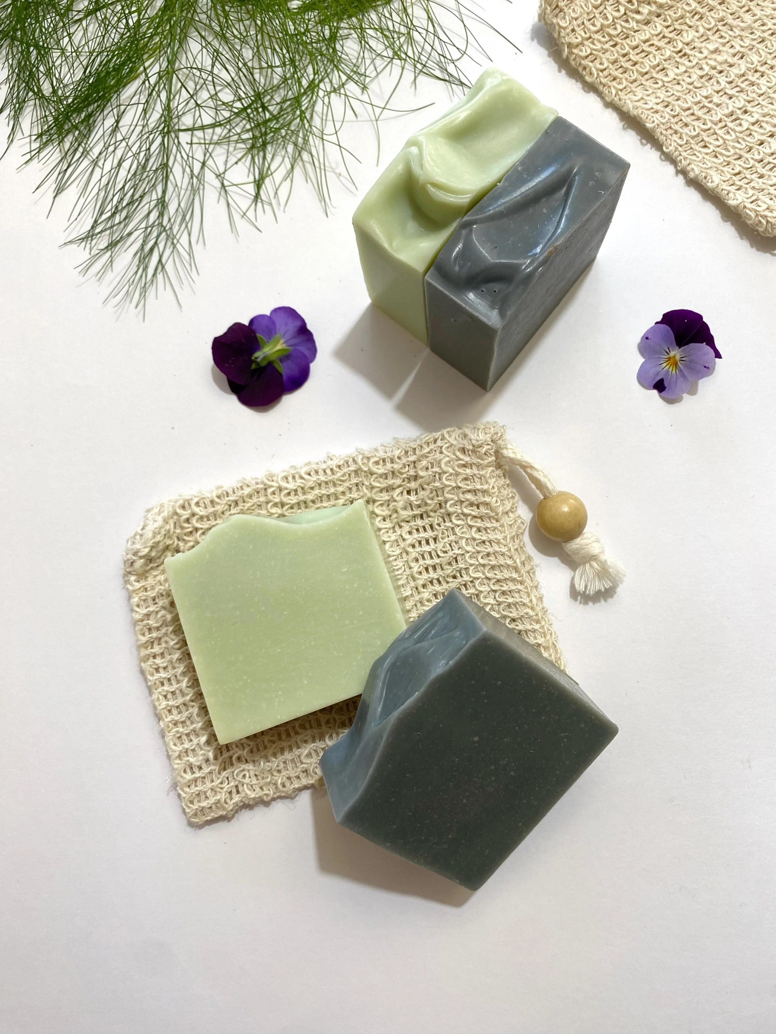 Two Bars of Christmas Soaps and Soap Bag.JPG