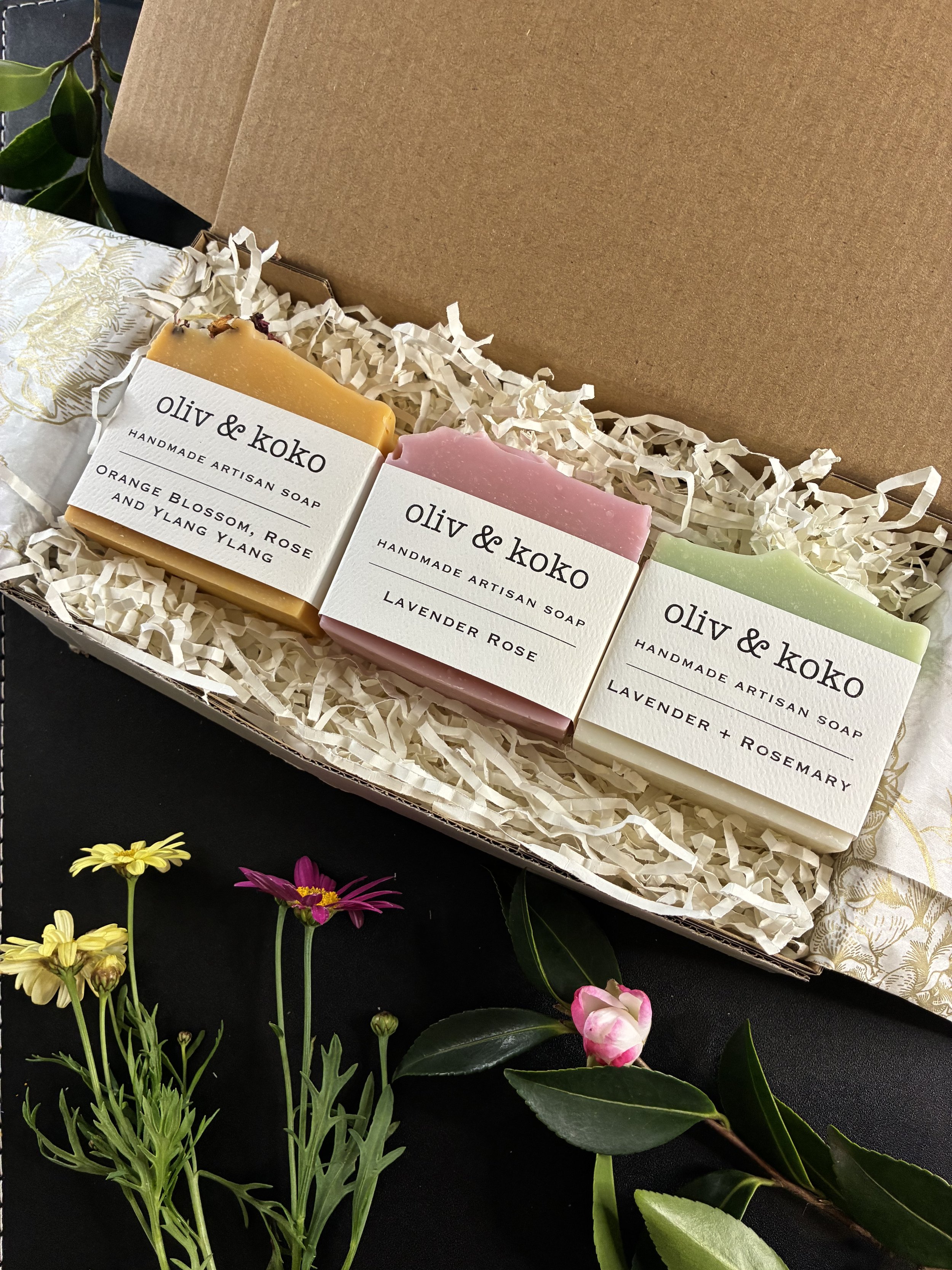 Floral Soap Collection - Set of 3 (Loose or in Gift Box)