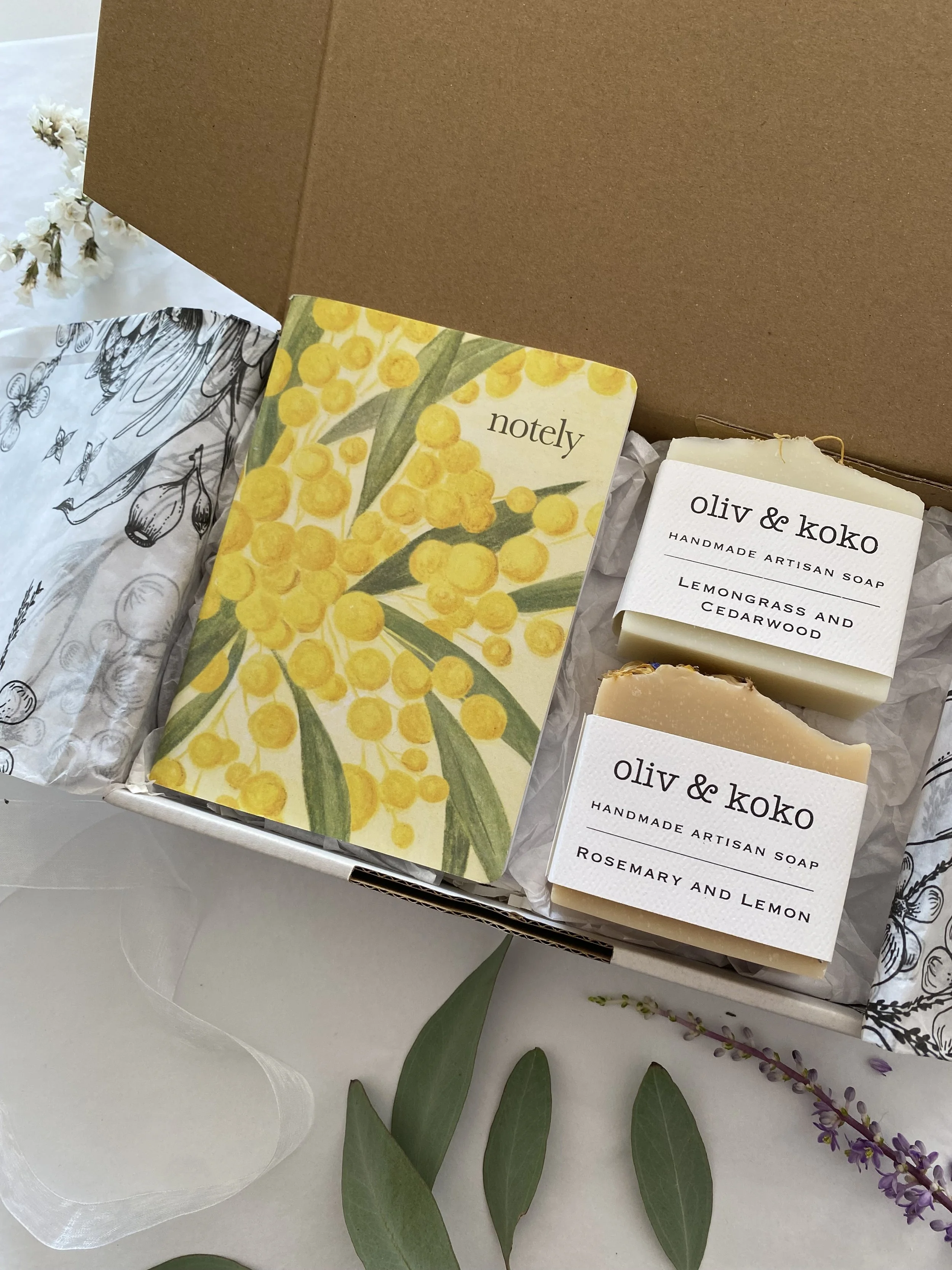 Gift Box - Notely Note Book and Artisan Soaps.jpeg