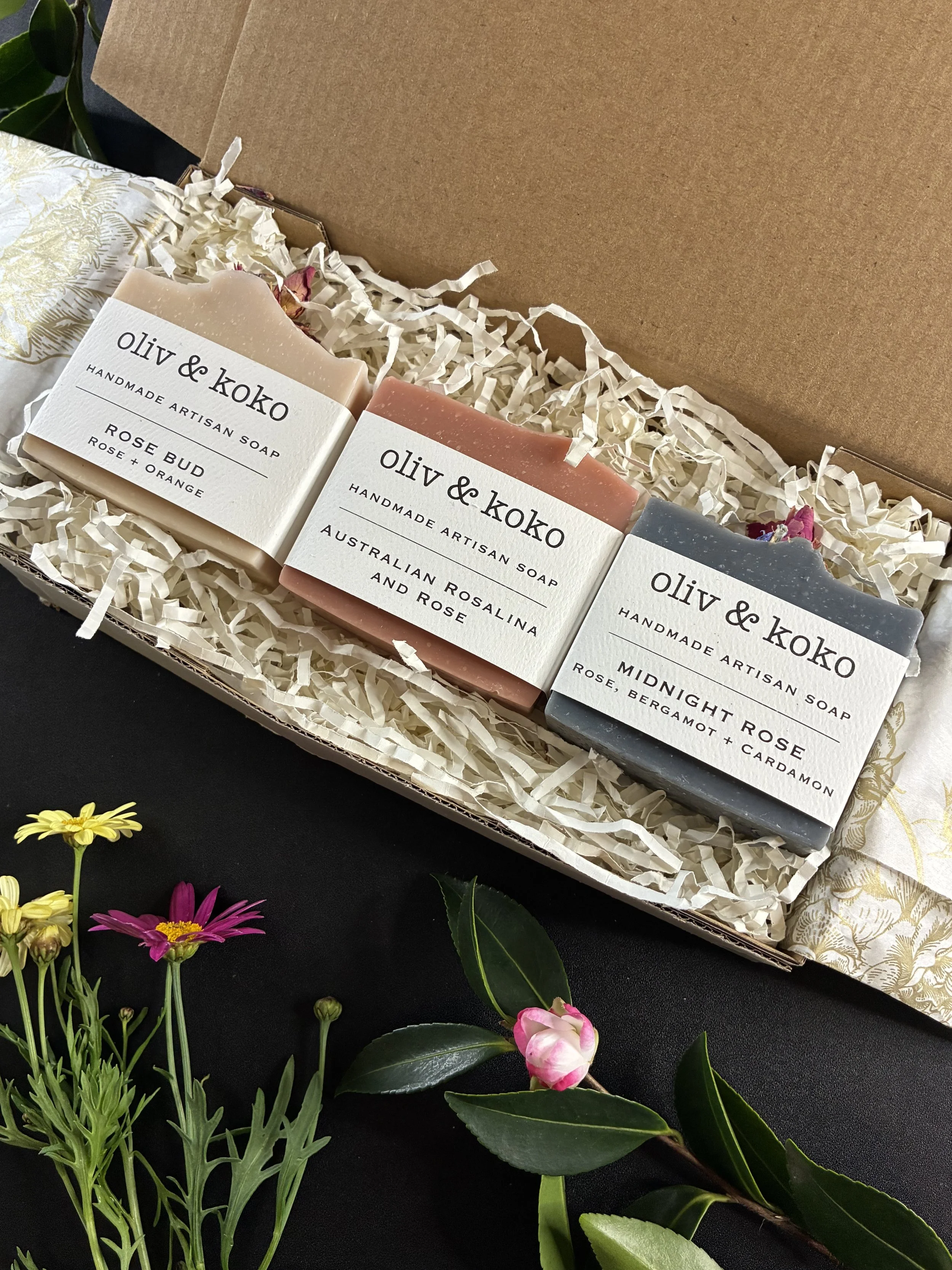 Rose Soap Collection No. 1 - Set of 3 (Loose or Gift Box)