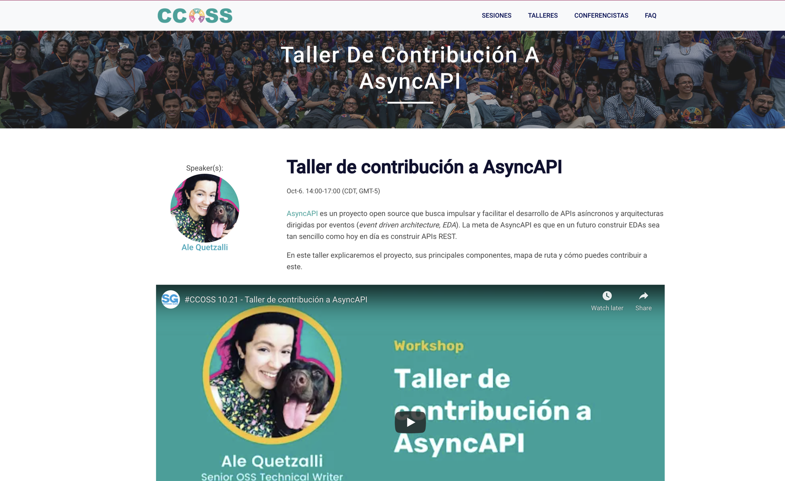 screenshot of CCOSS 2021 conference website