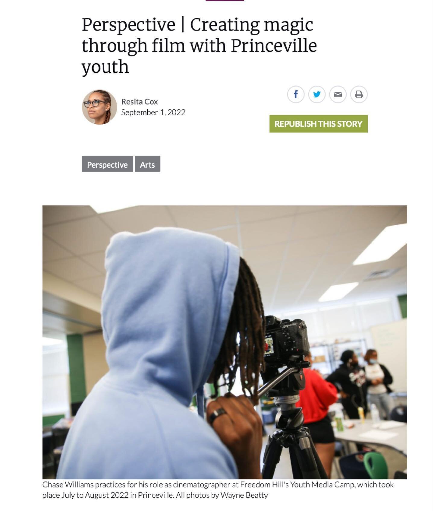 &ldquo;I&rsquo;m not an educator in the traditional sense, instead, I am a documentary filmmaker from Kinston who understands the importance of leaving a path for younger generations to follow.&rdquo; &ndash; Resita Cox

This summer, @FreedomHillDoc 