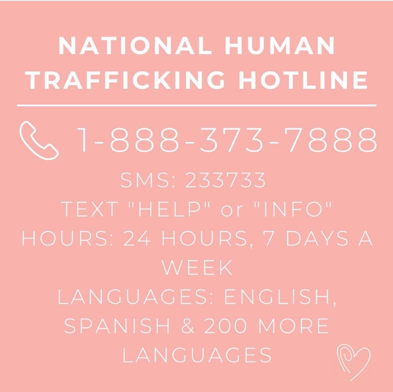 The hotline is a telephone and web servcice that members of the public can call to report suspected cases of trafficking, survivors can call for help, or interested persons can contact for trafficking information. 

The toll-free phone and SMS text l