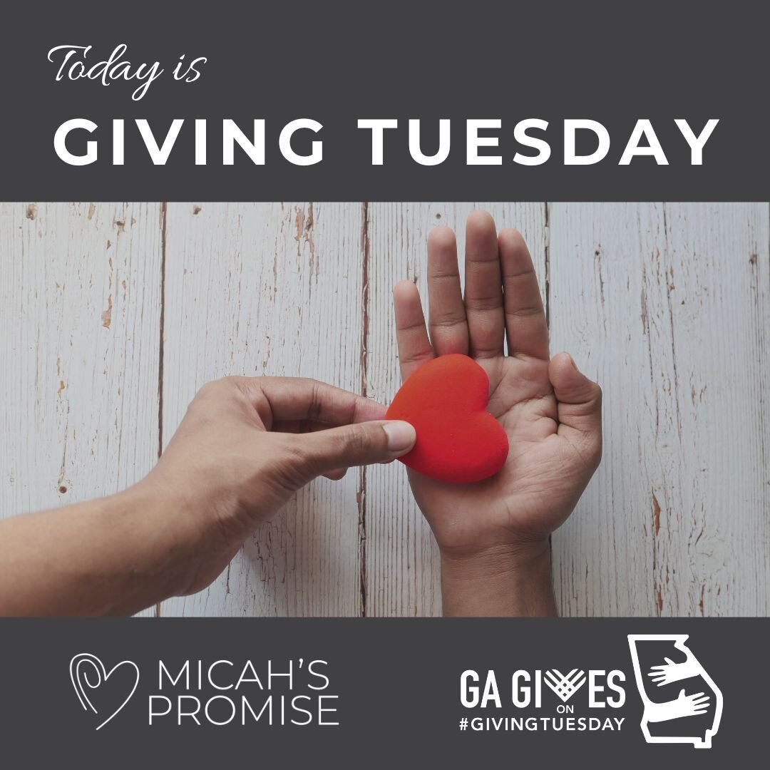 GivingTuesday is Georgia's biggest generosity movement, designed to connect Georgians to its nonprofits. 

Take this opportunity to help us provide therapeutic care to to child survivors of DMST. 

www.micahspromise.org/donate

&bull;&bull;&bull;
Edu
