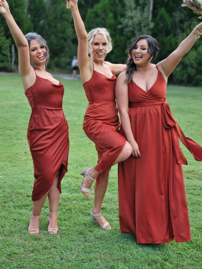 bridesmaids having fun posing at wedding.jpg