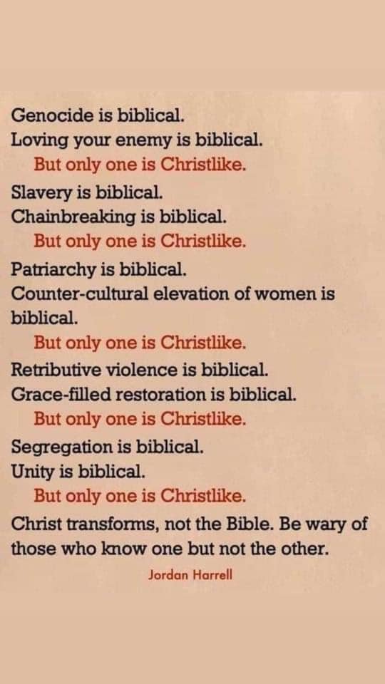 Not everything biblical is Christlike. We don&rsquo;t need to be more &ldquo;biblibal&rdquo; we need to be more Christlike.