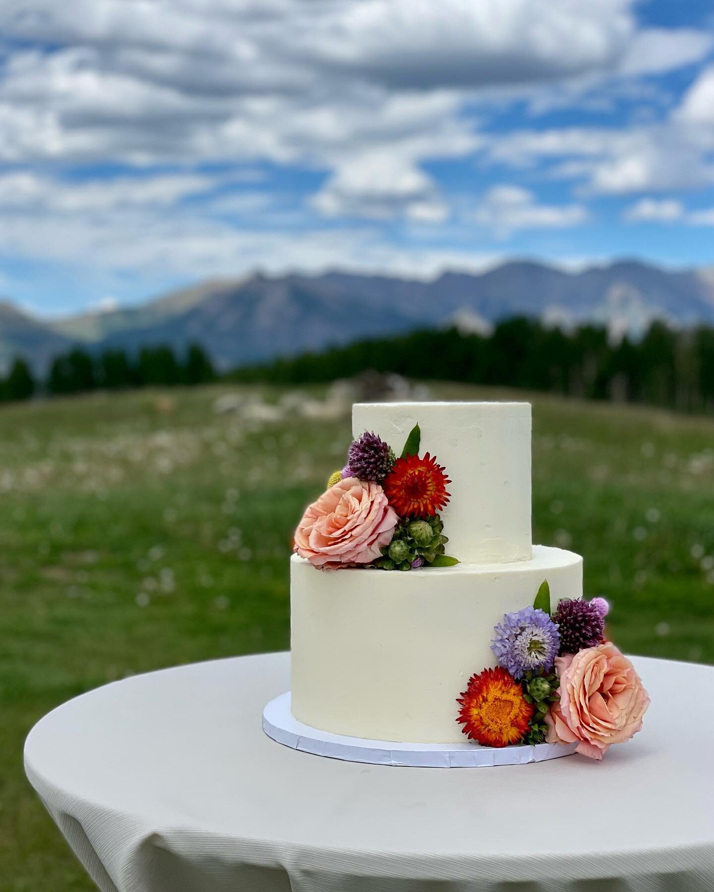 Cake with a view- from a beautiful wedding up at @schmidfamilyranch