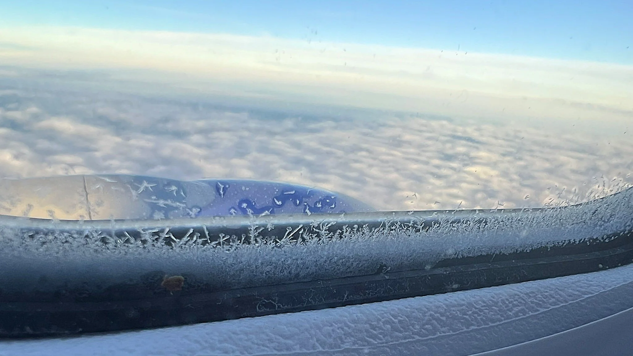 clouds out an airplane window.