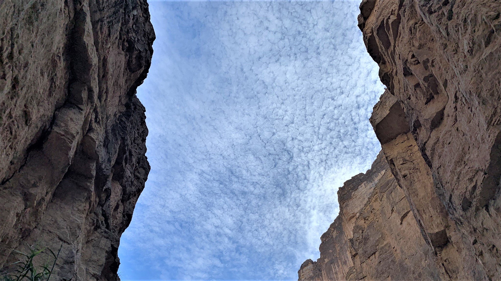 View of the sky from the bottom of Santa Elena Canyon