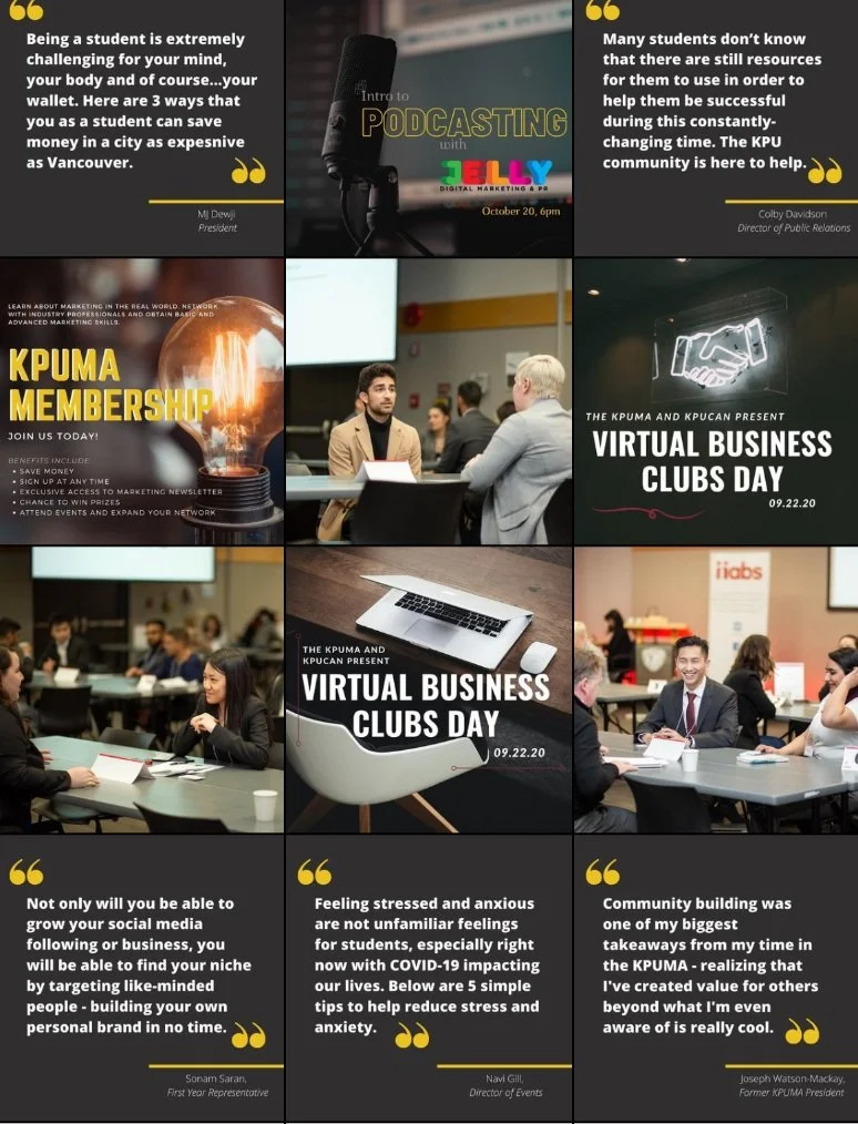 KPU Marketing Association Instagram Grid