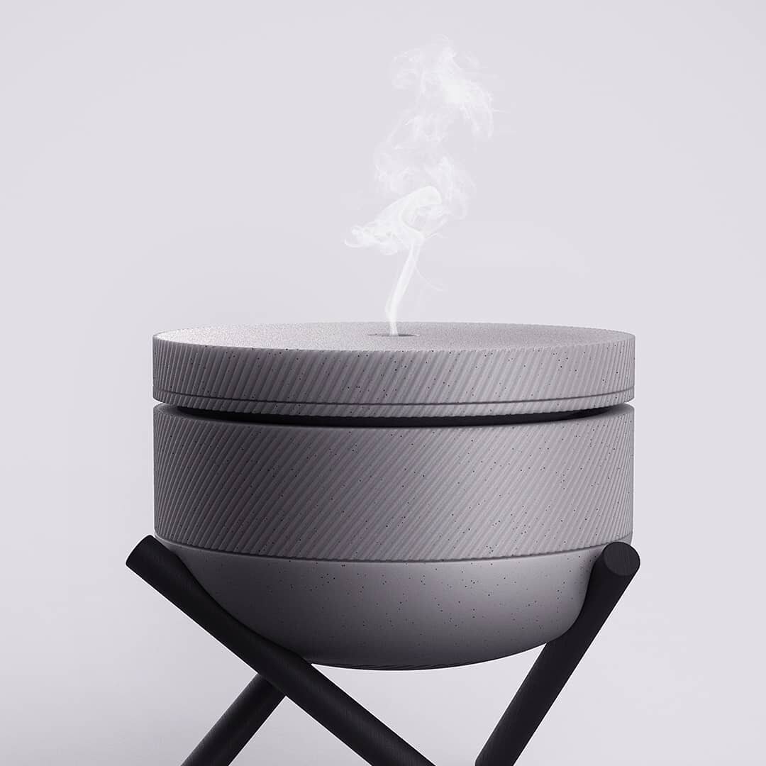 Oura, the aromatherapy enhanced air purifier. It combines the benefits of an aromatherapy nebulizer with air purification to deal with nasty stuff in the air like dust, allergens, and toxins. 

It was my first go at 3d modeling and rendering so it wa