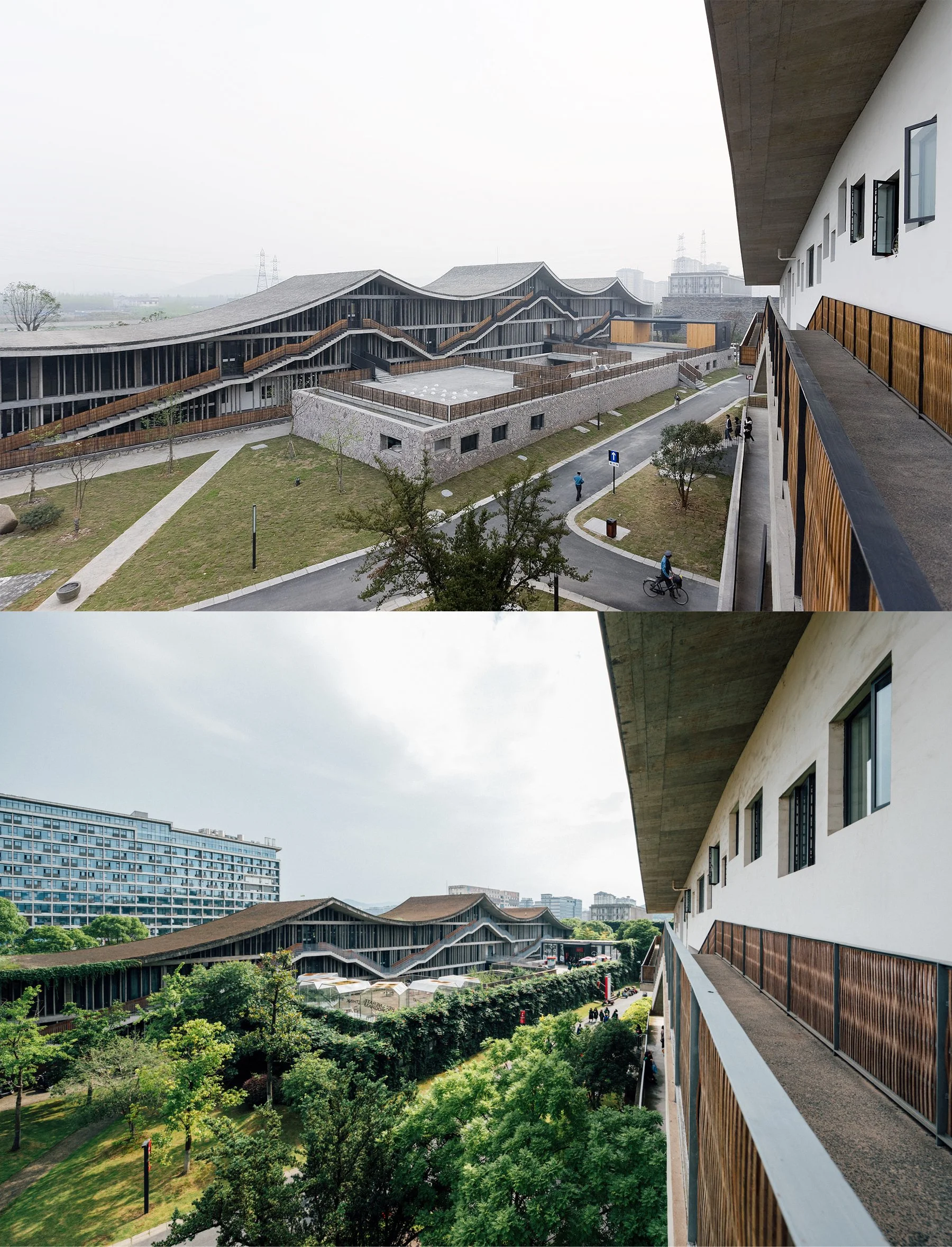 中國美術學院象山校區的校園空間，建築順應地形與時間尺度發展，呈現以長期使用為導向的效率思維。