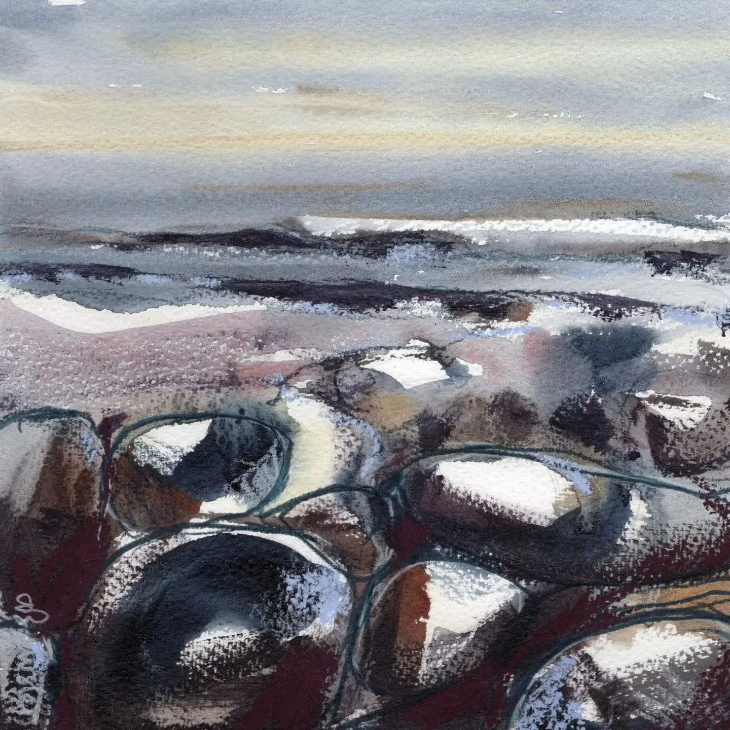 This little painting found a home today at the Big Colyton Art Show - and I'm delighted, because I loved painting it. The seashore is an incredibly special place for me and I don't think I'll ever tire of how different and how beautiful it looks, eve