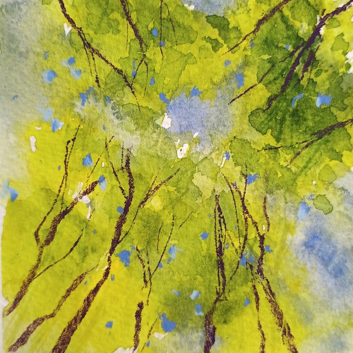 I am channelling this painting today - calm quiet looking up at the luscious new-leaf greens above.