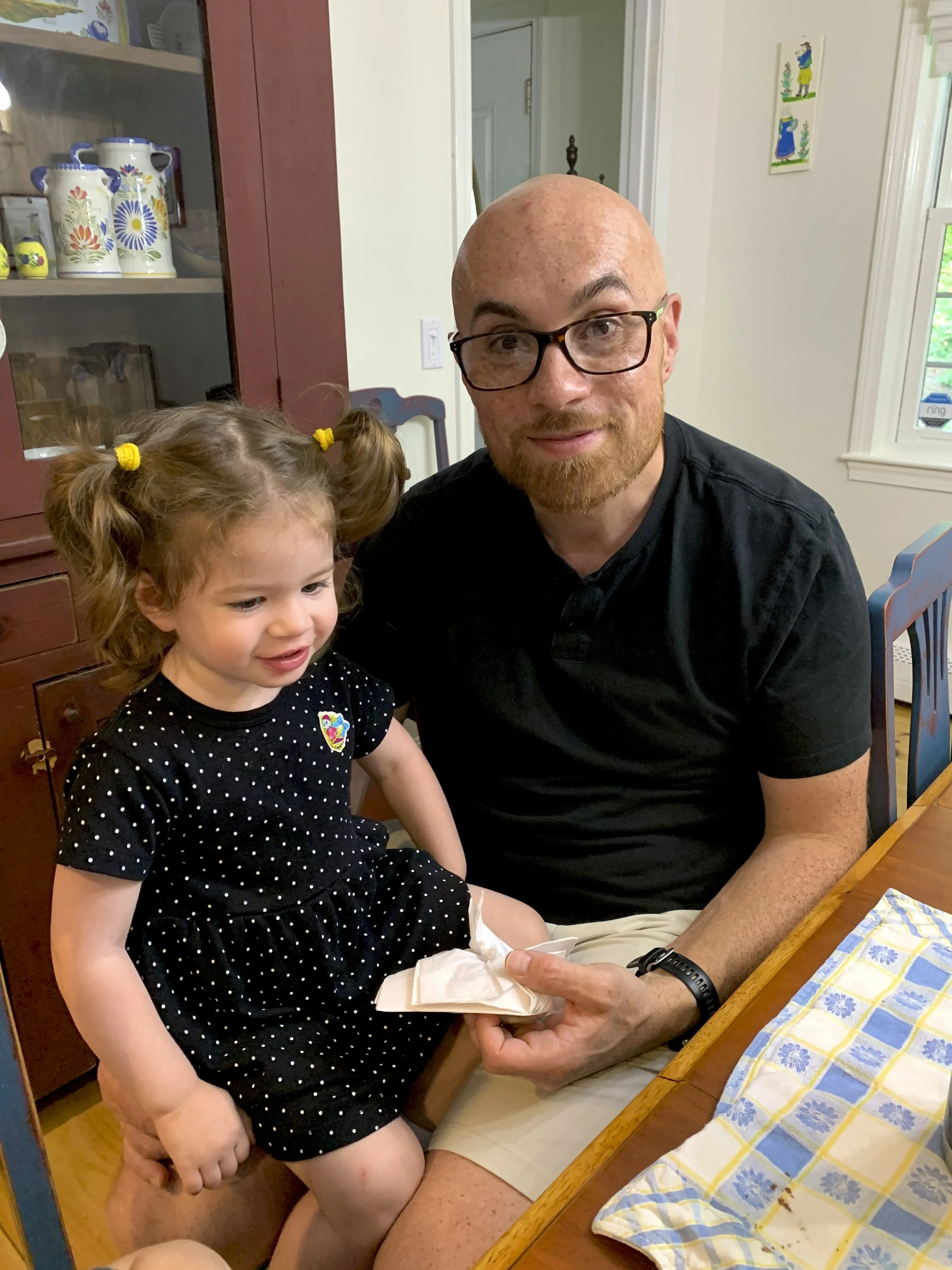 Celebrating Pop Pop's birthday, 8/14, crappy cell phone pic