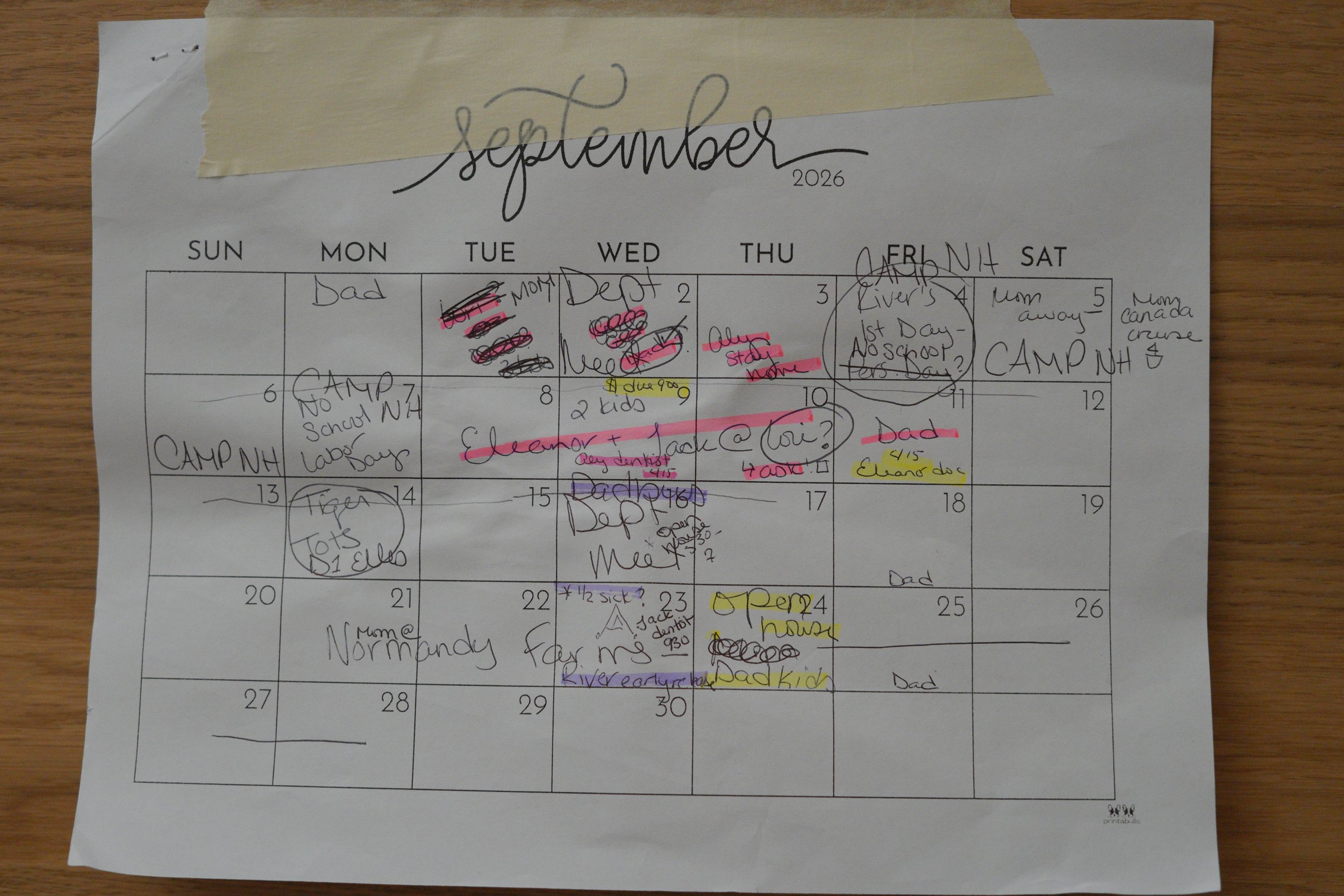 A typical calendar 