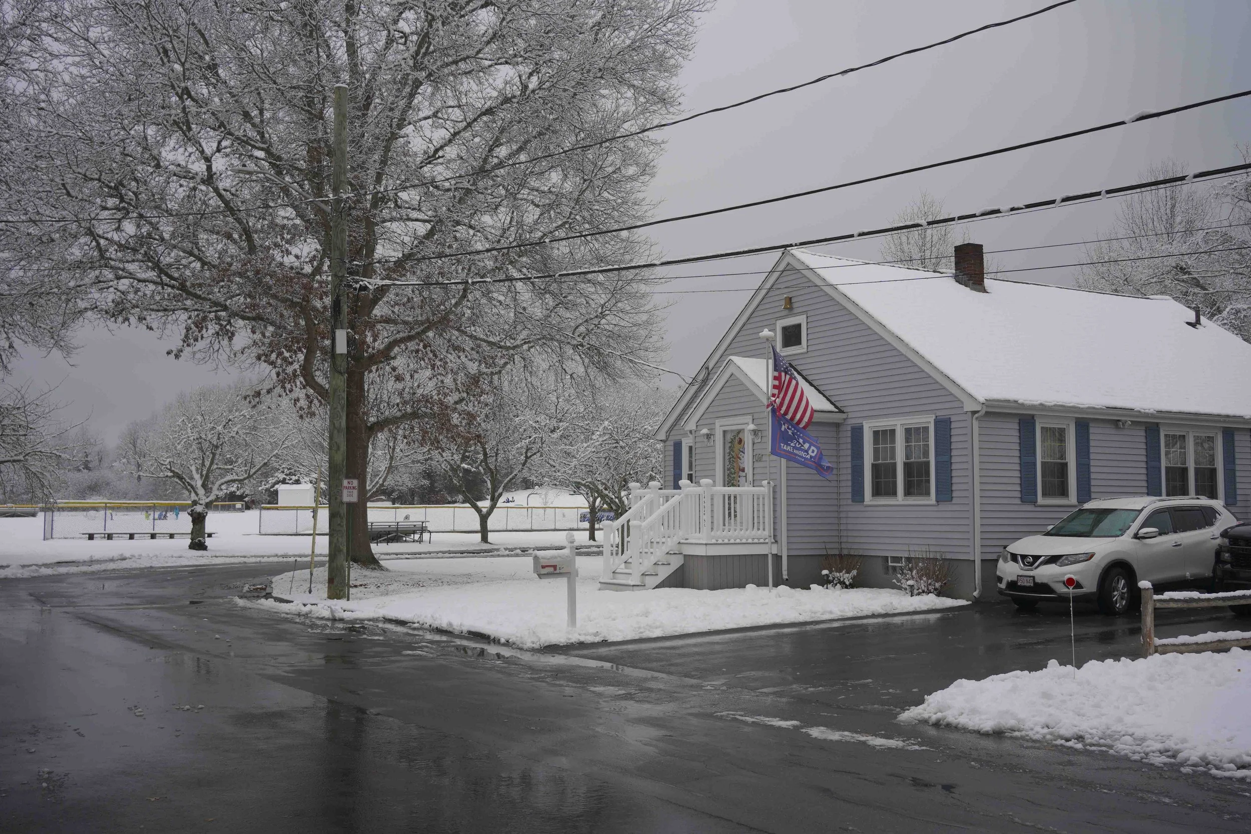 Neighbors choosing to decorate their yards with their opposing political views