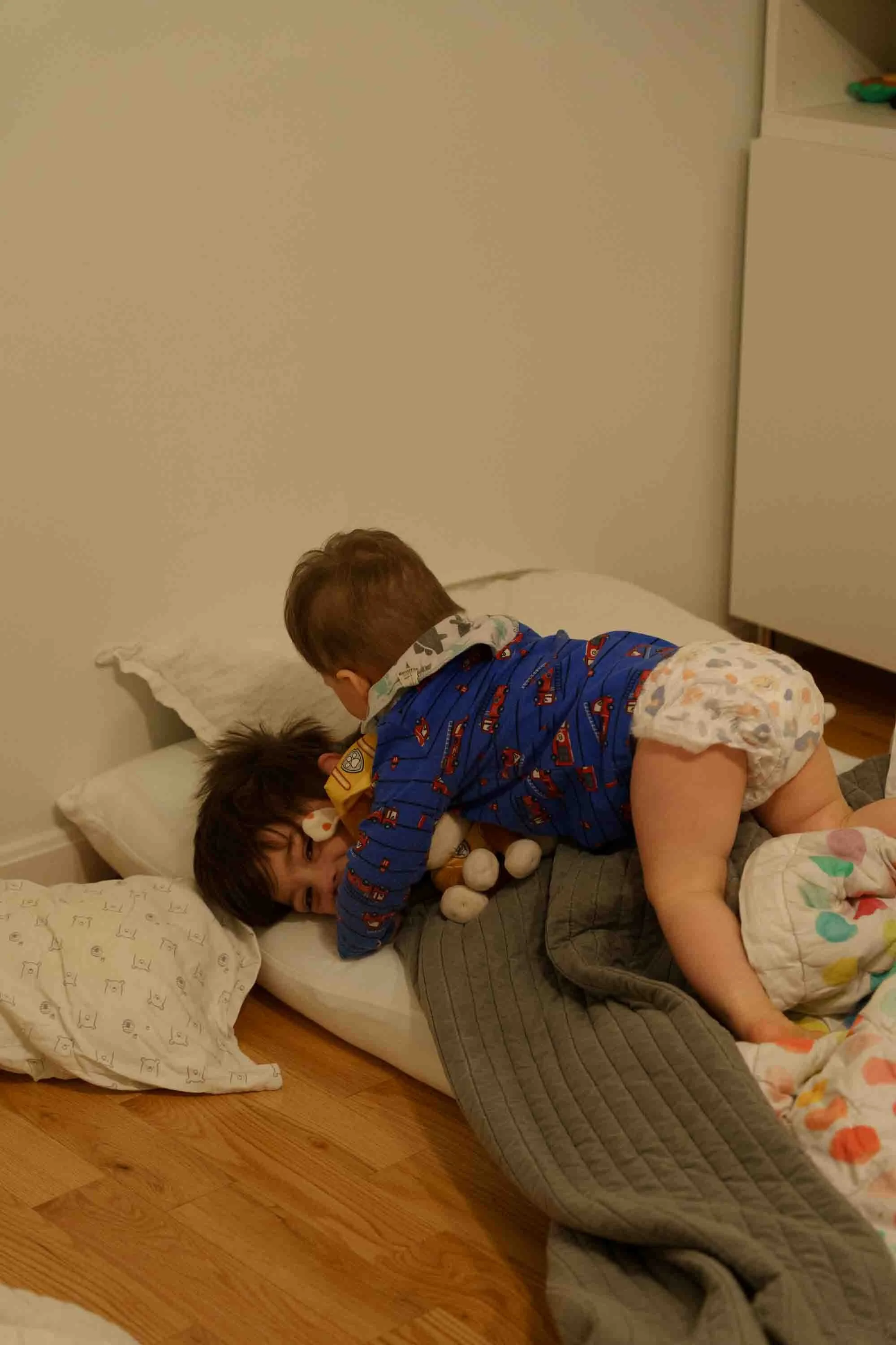 River isn't always easy to wake up. Jack is the best at it.