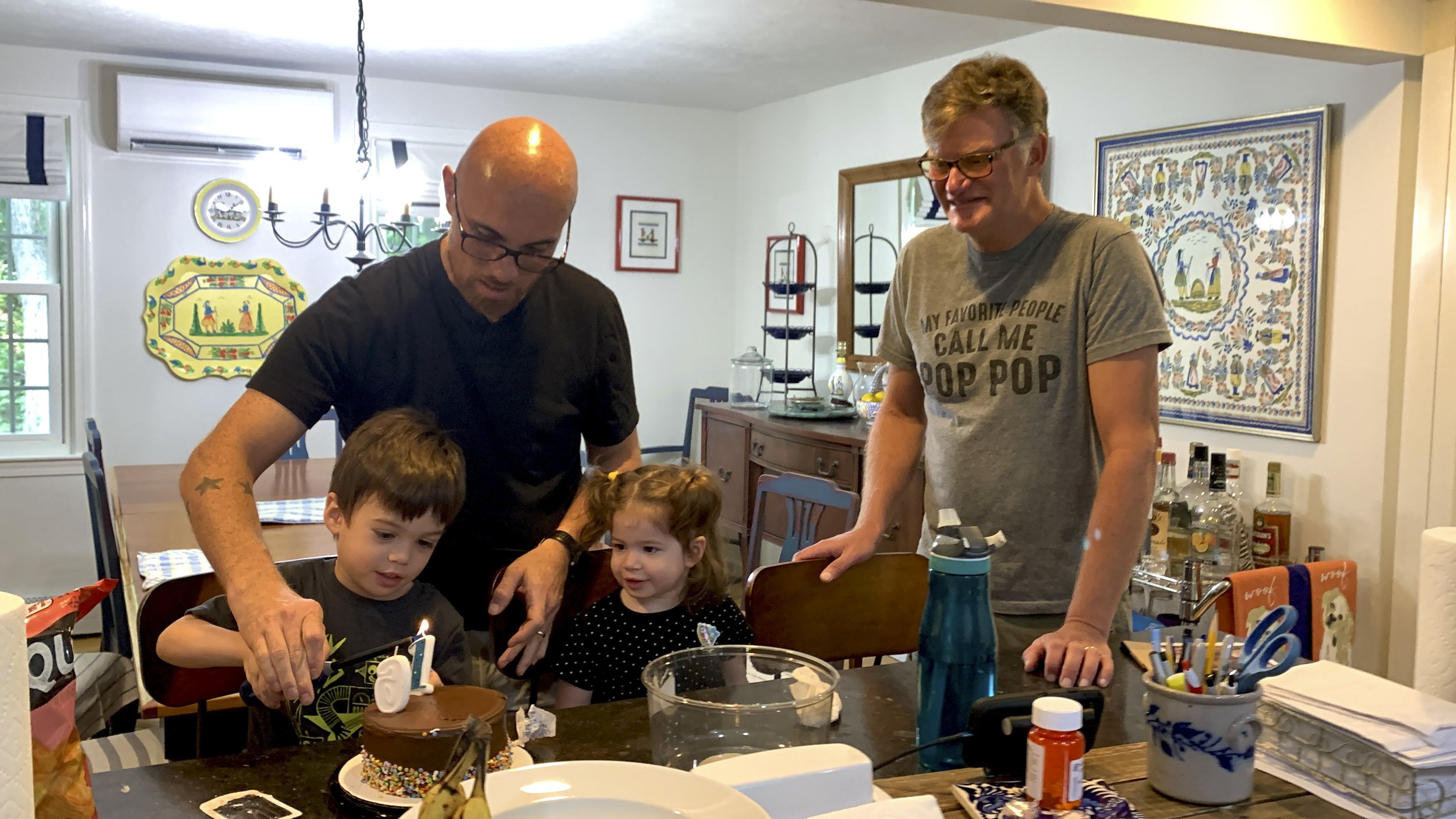 Celebrating Pop Pop's birthday, 8/14, crappy cell phone pic