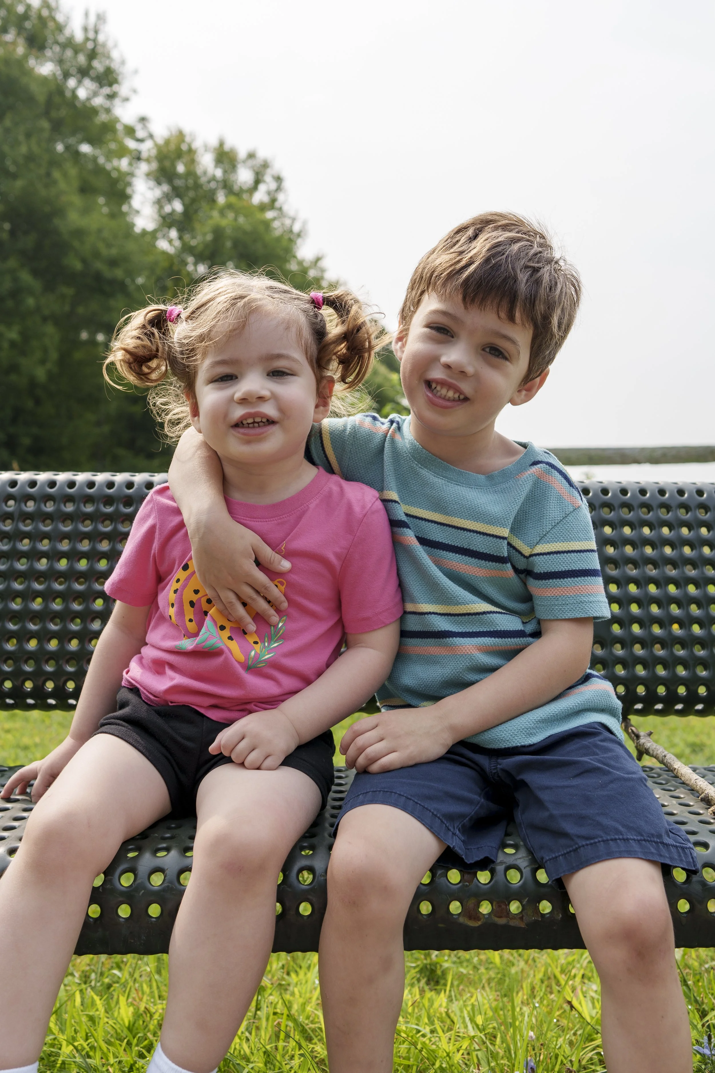 River and Eleanor on a hike via the Mattapoisett Rail Trail, 8/15