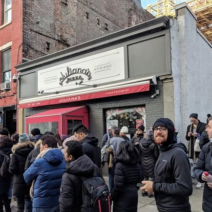 Waiting for amazing pizza in Brooklyn
