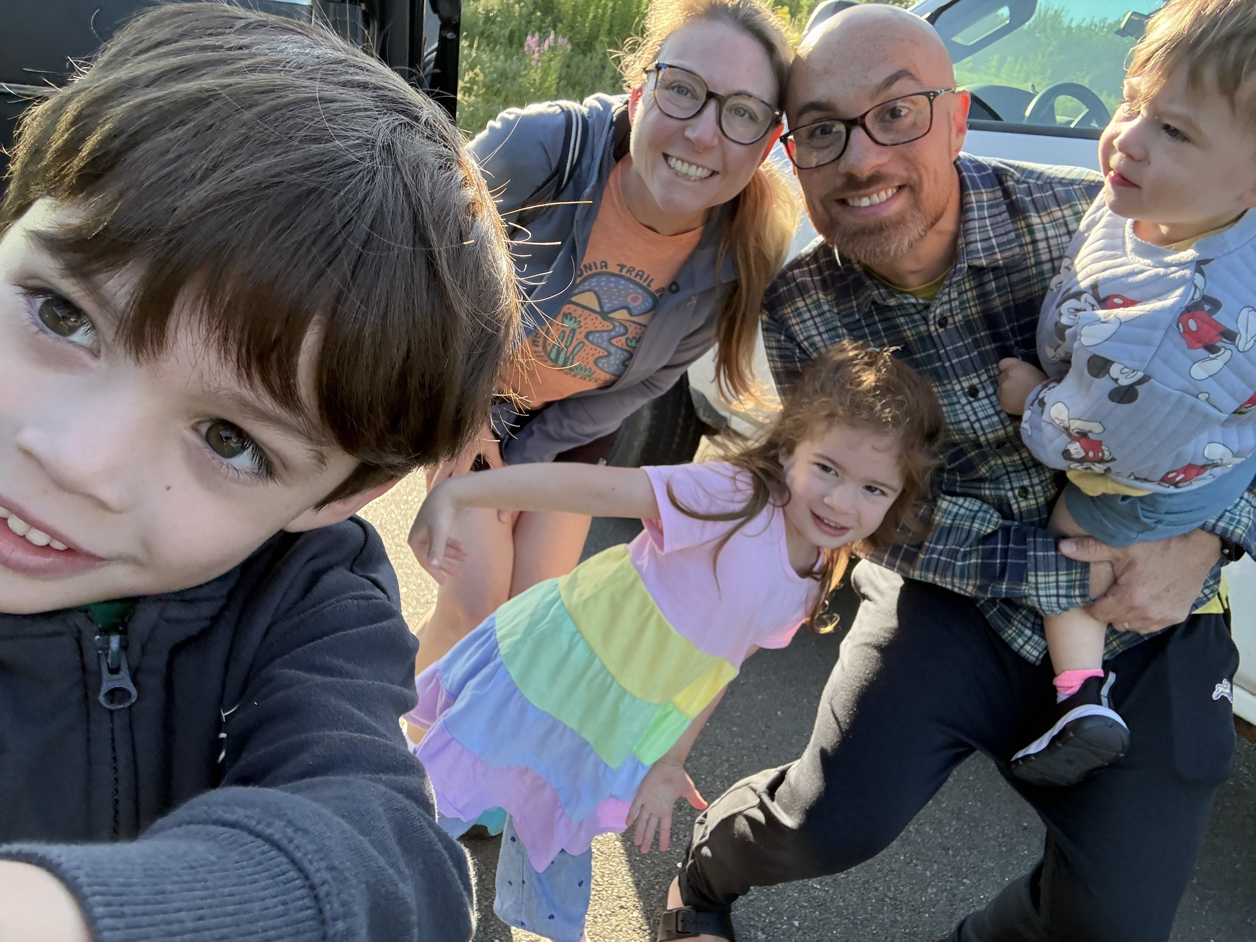 River initiated a family selfie!