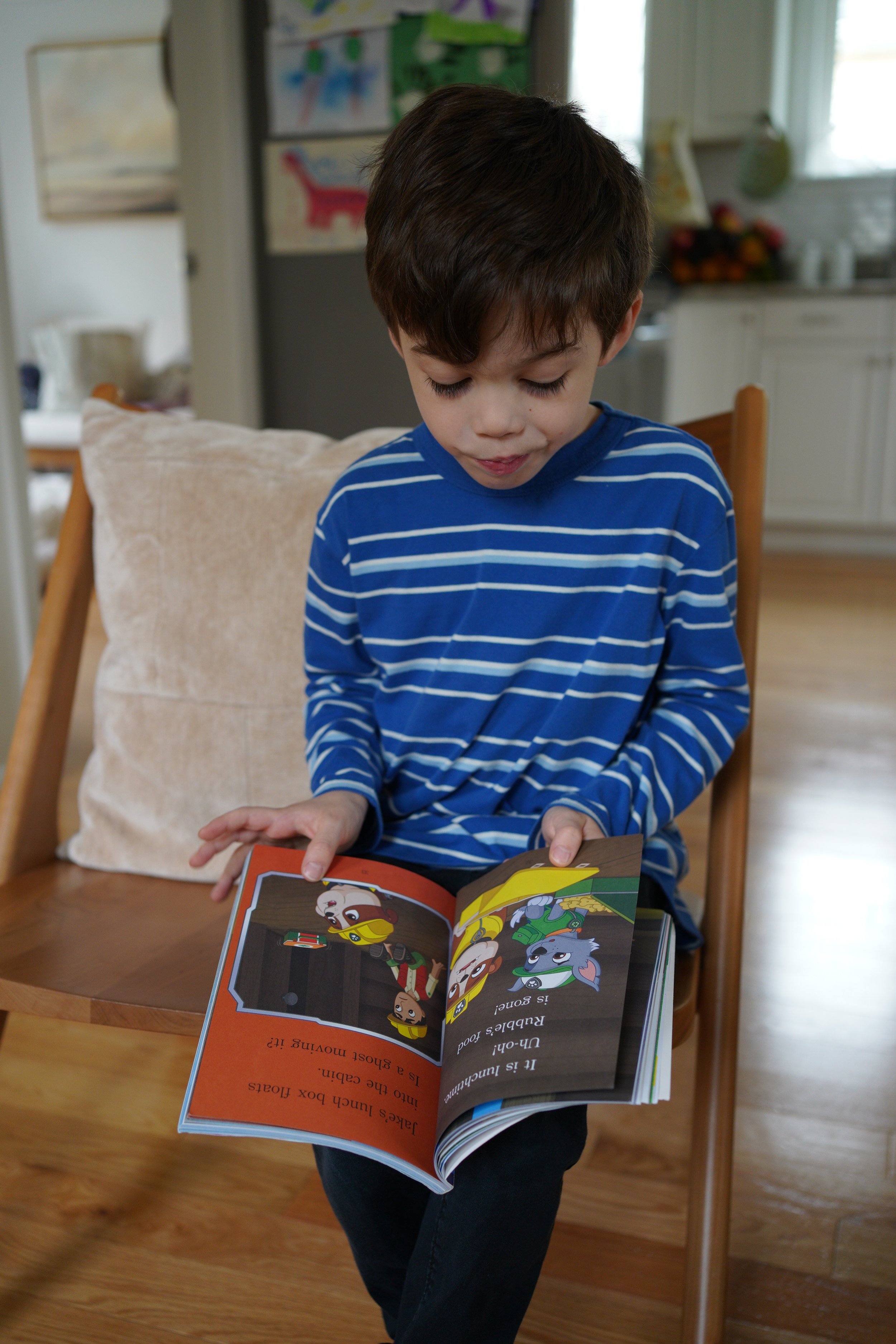River is practicing his reading