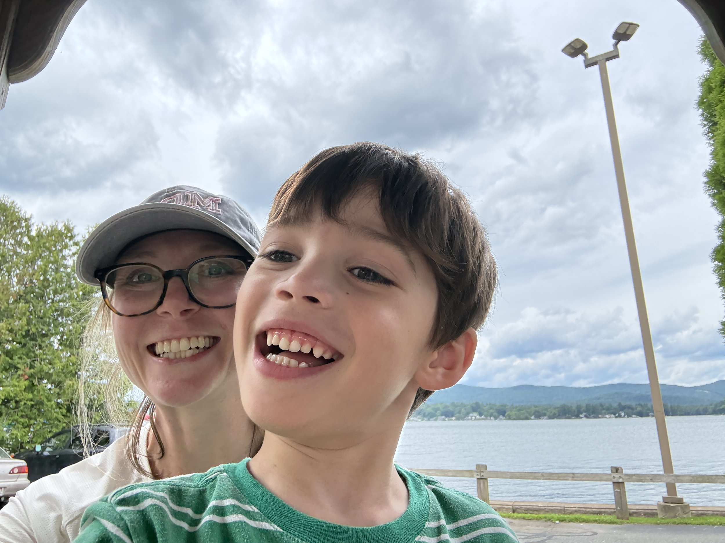 A selfie with Lake Pontoosuc in the background