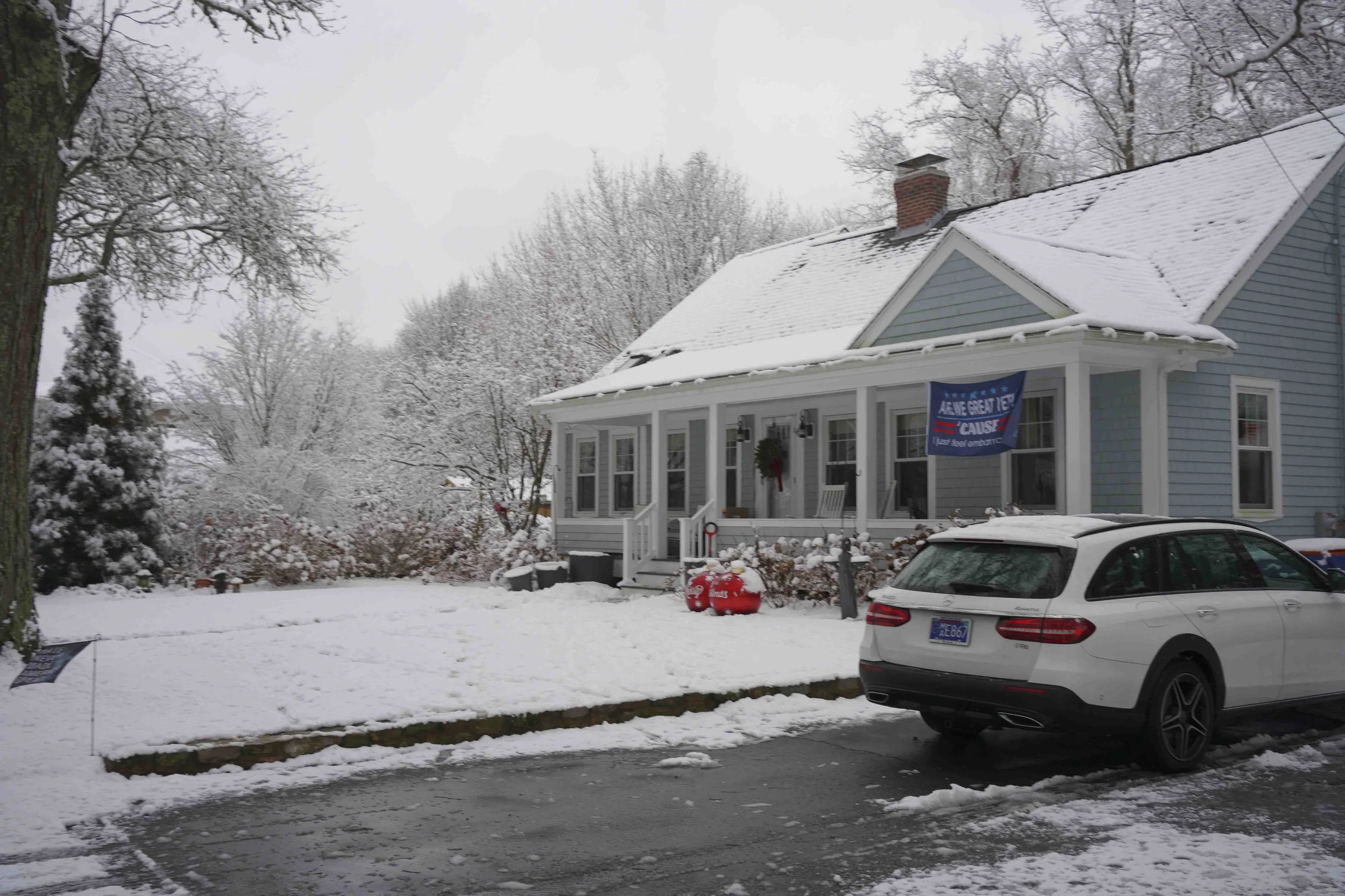 Neighbors choosing to decorate their yards with their opposing political views