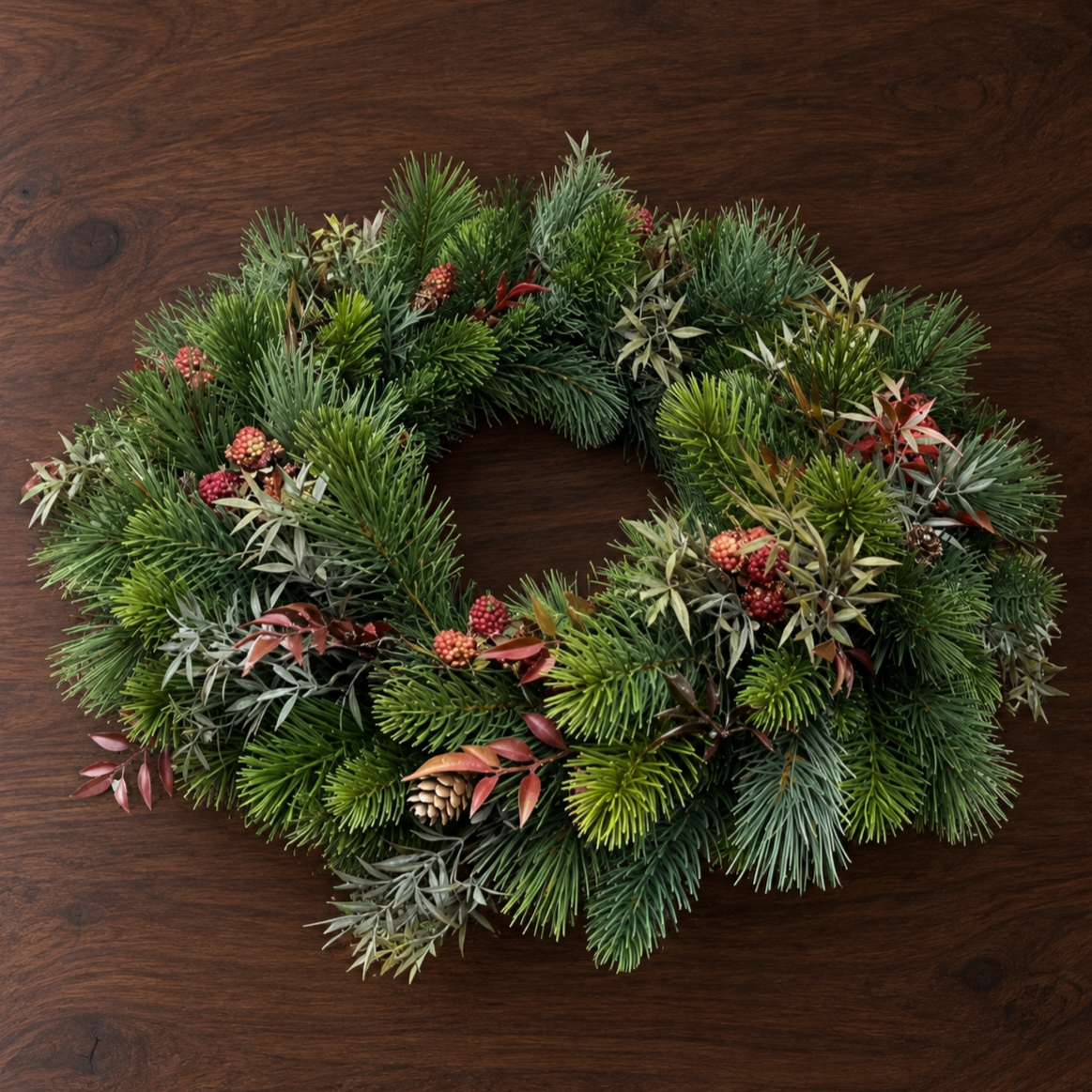 Künstlicher Adventskranz – handgebunden