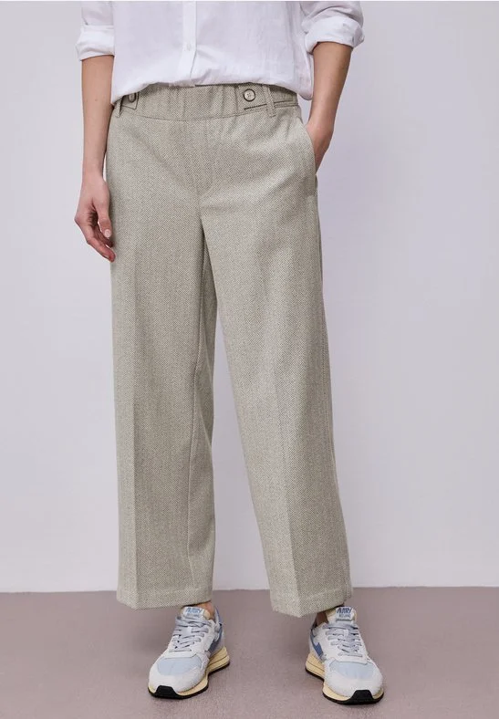 Herringbone Trousers - Smoked Beige