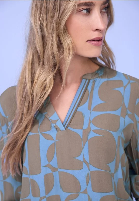 Blouse with tape details - bonnet blue