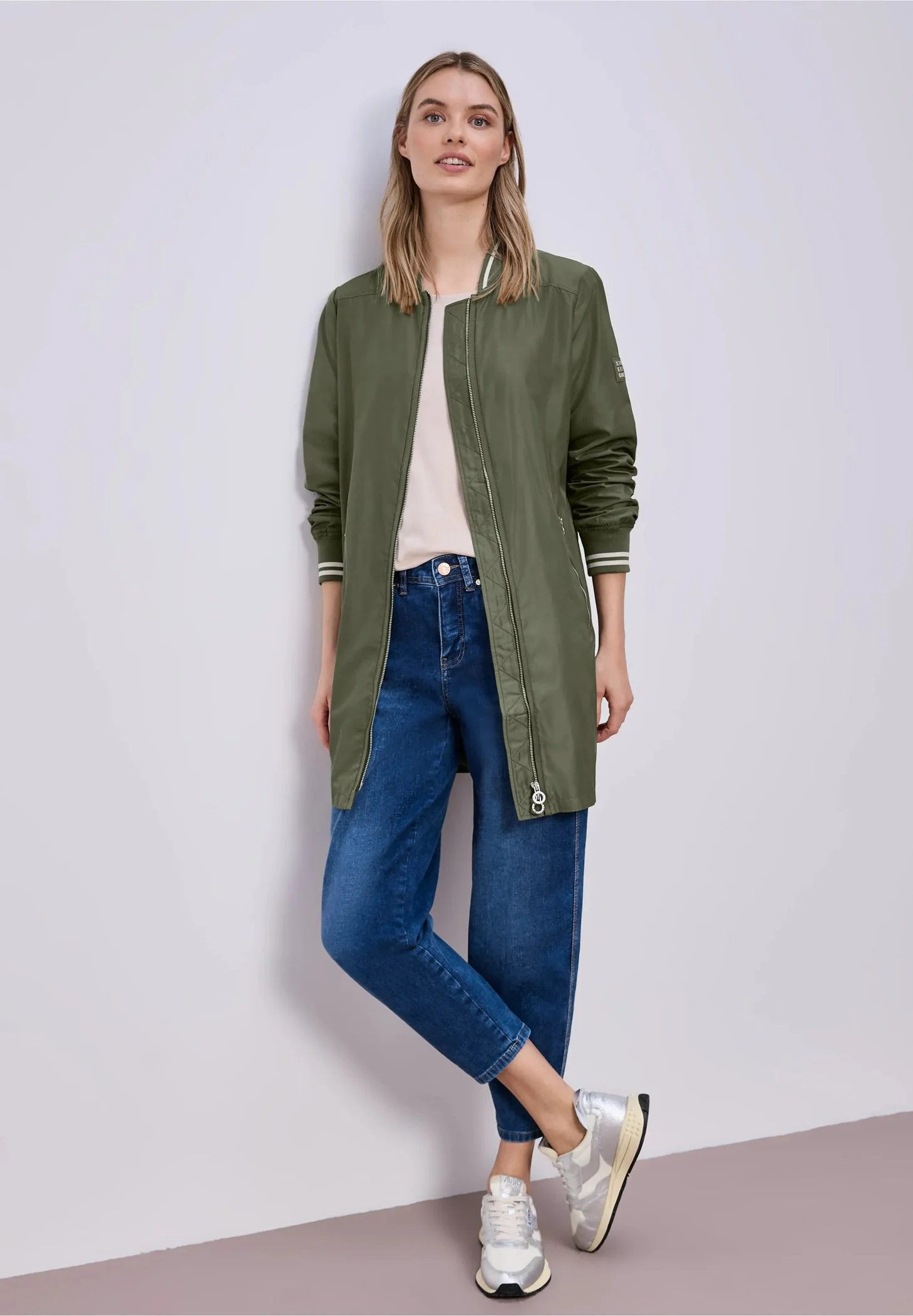 Long Bomber Jacket - Dark Vetiver Green