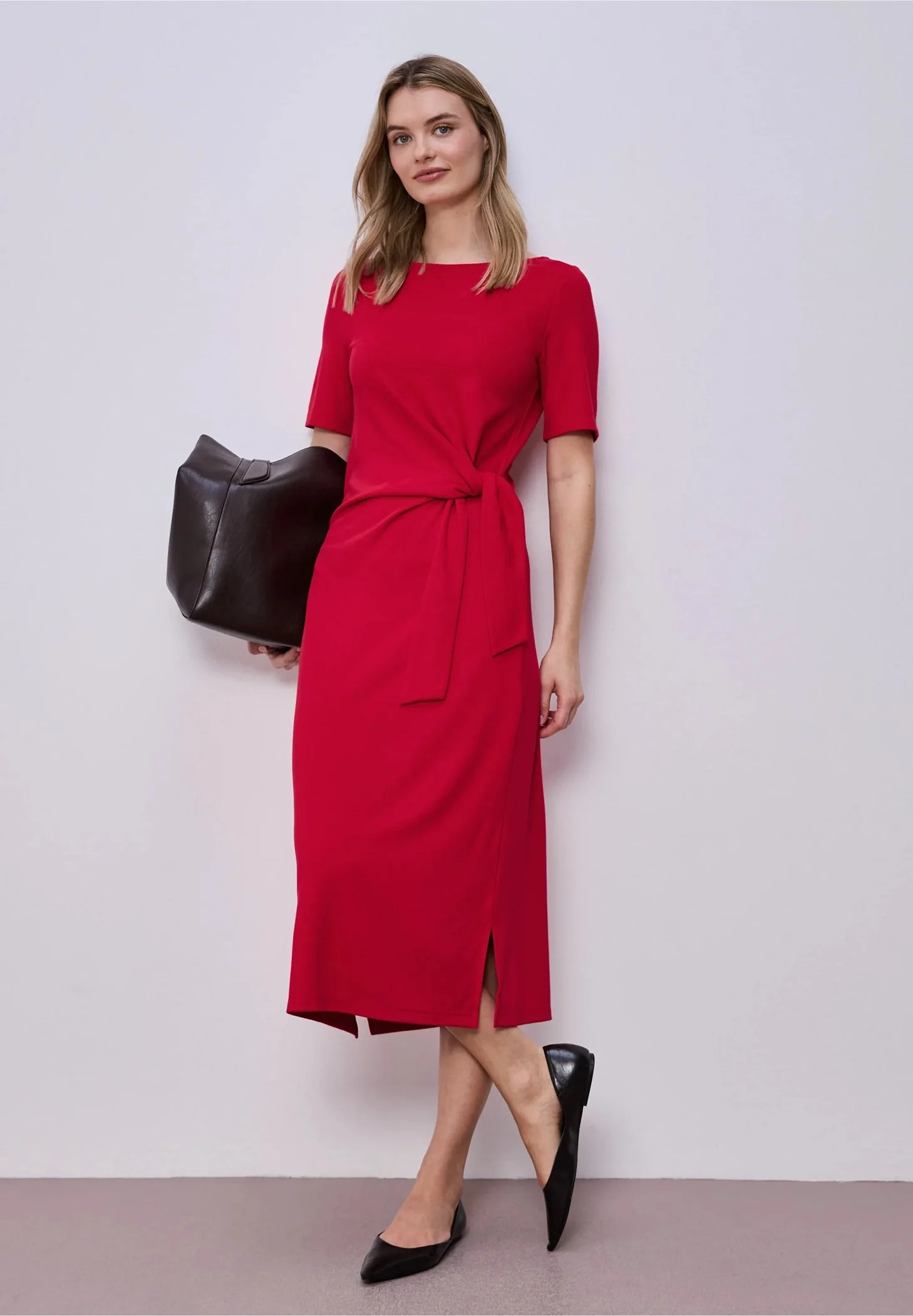 Knot Jersey Dress - Salsa Red