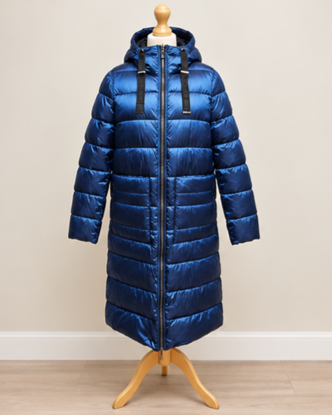 Longline Reversible Padded Coat - Ultra Marine/Black
