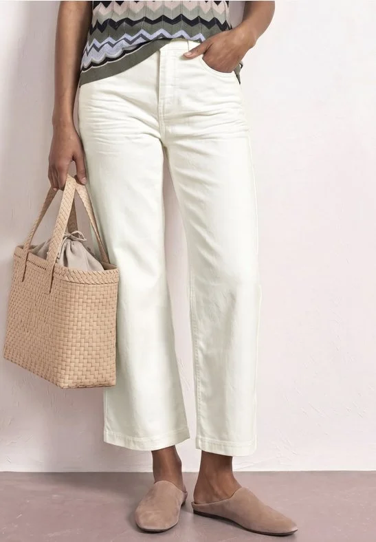 Wide Leg Jeans - Off-white washed
