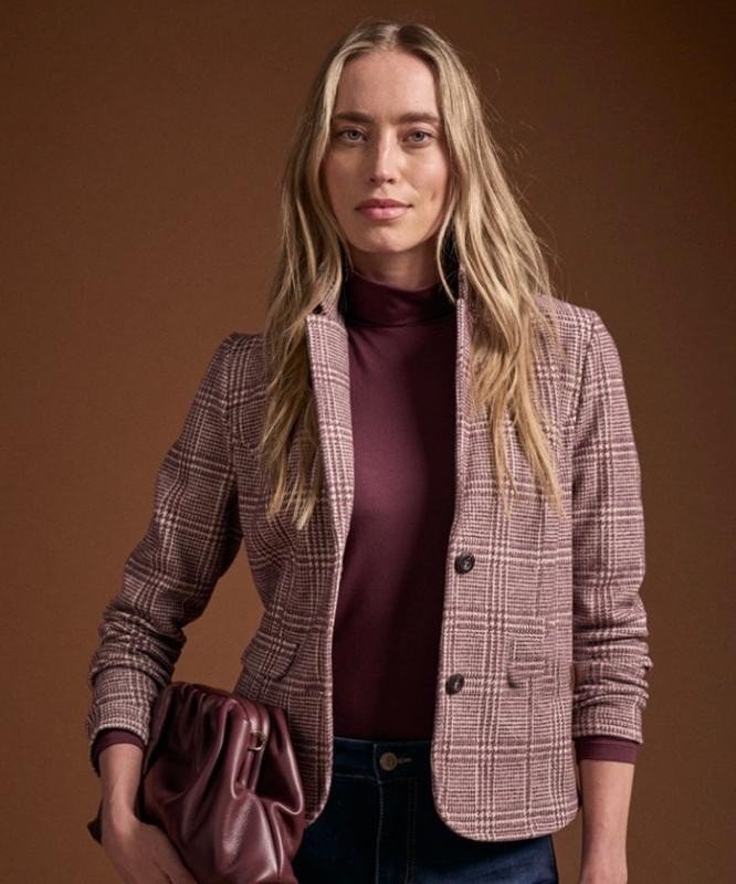 Check Blazer — Rustic Rouge