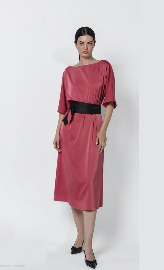 Rose Elegance Midi Dress