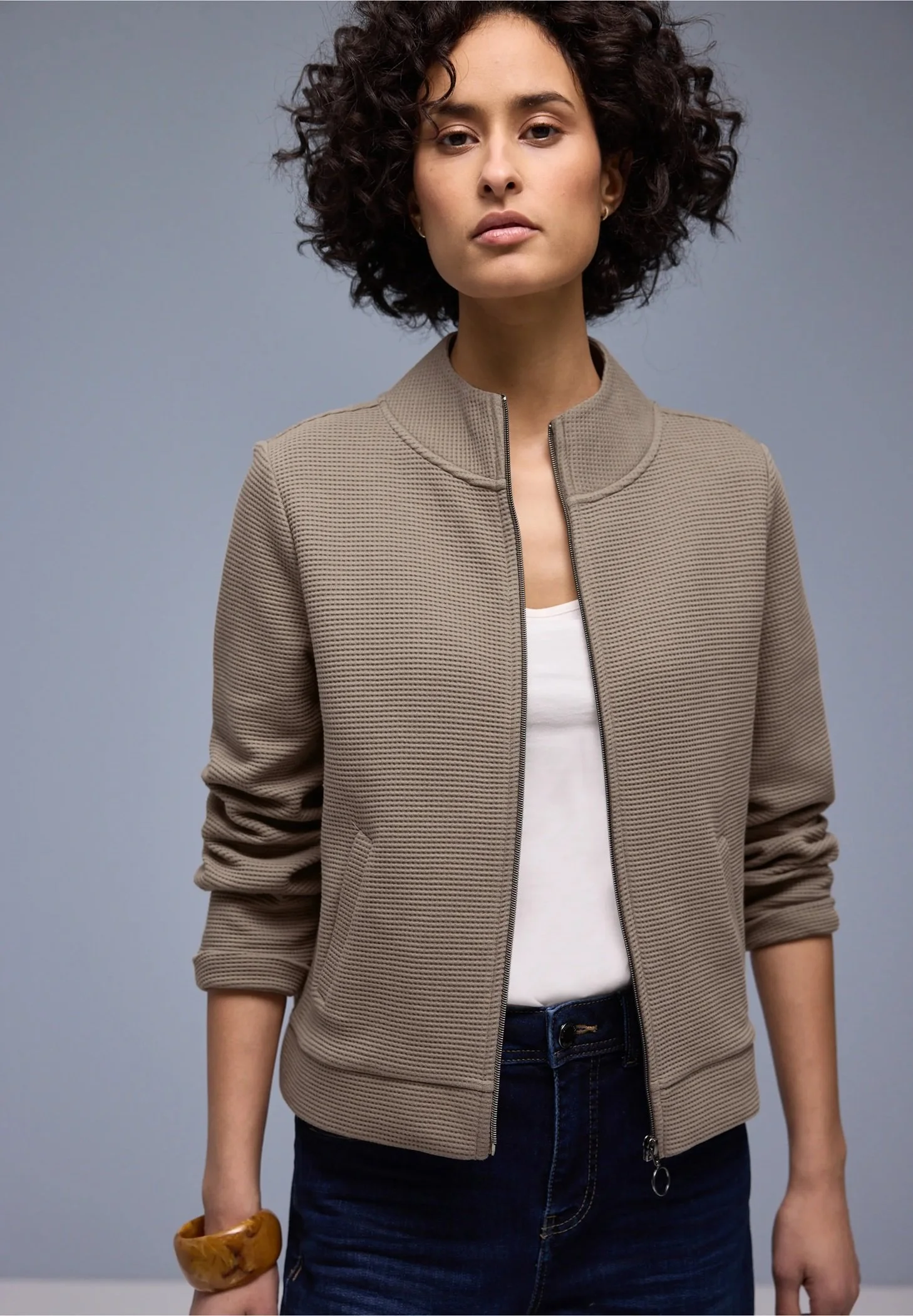 Cotton Zipper Jacket - light terra mocha