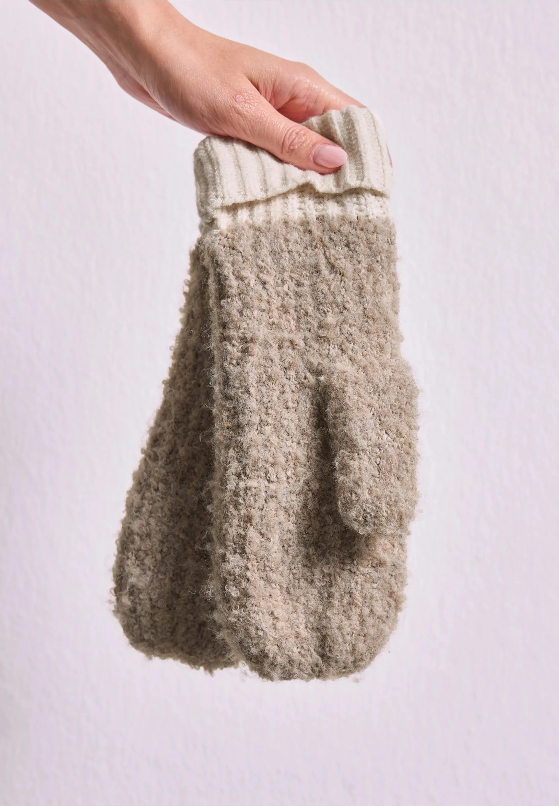 Bouclé-mix mittens - Muddy Mocha