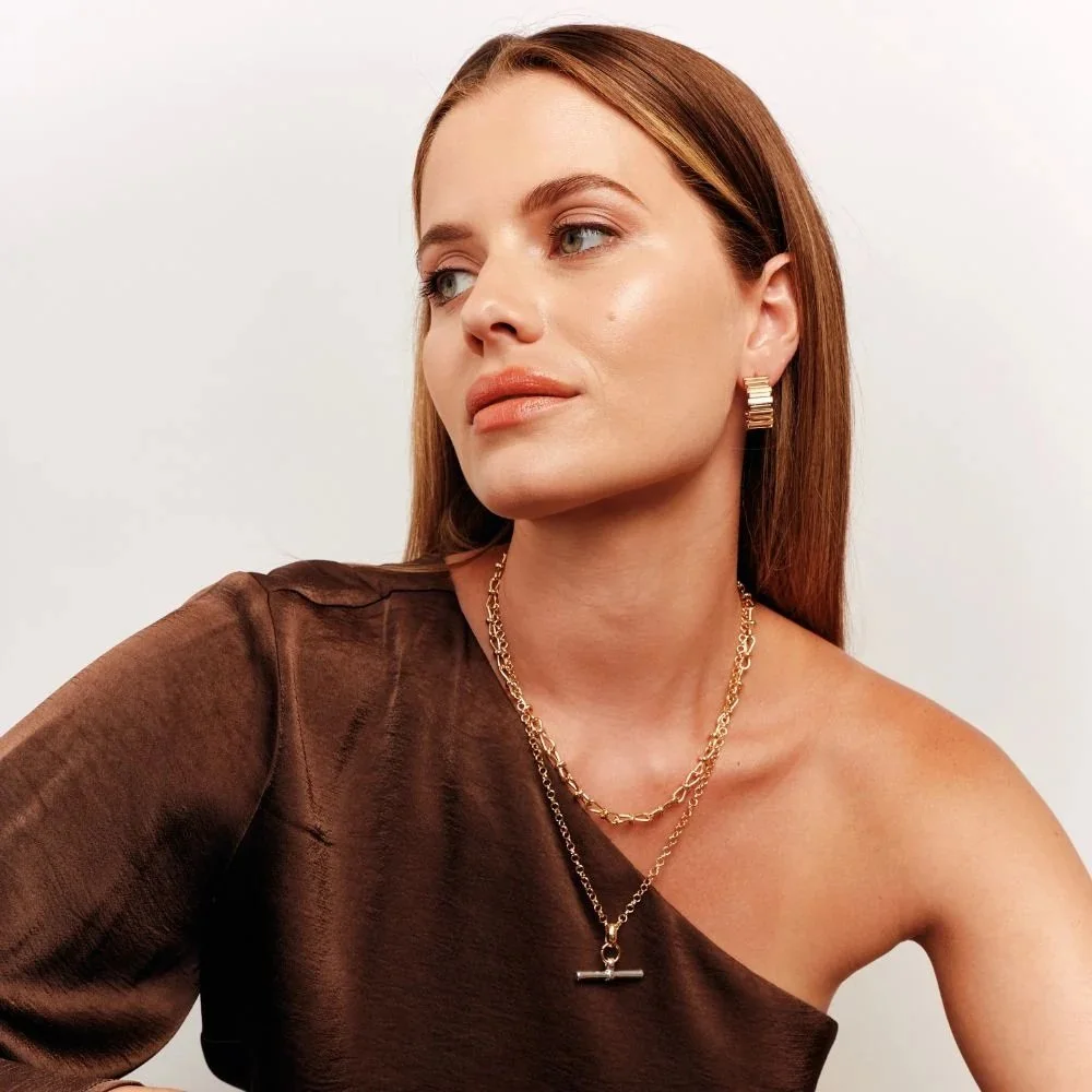 Mixed Tones Layered T Bar Necklace