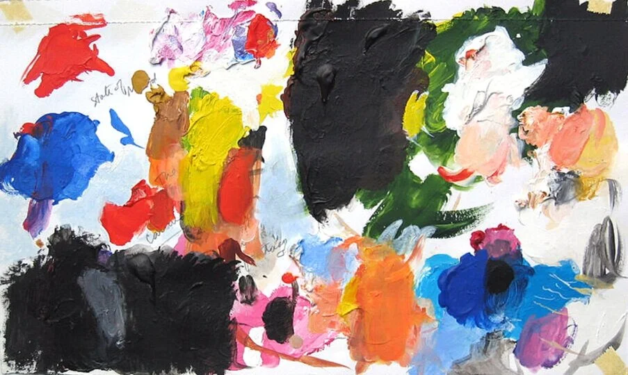   This is not a painting, just my mixing cardboard. This is how some artists start out as abstract  painters. It’s the search for eye candy.  