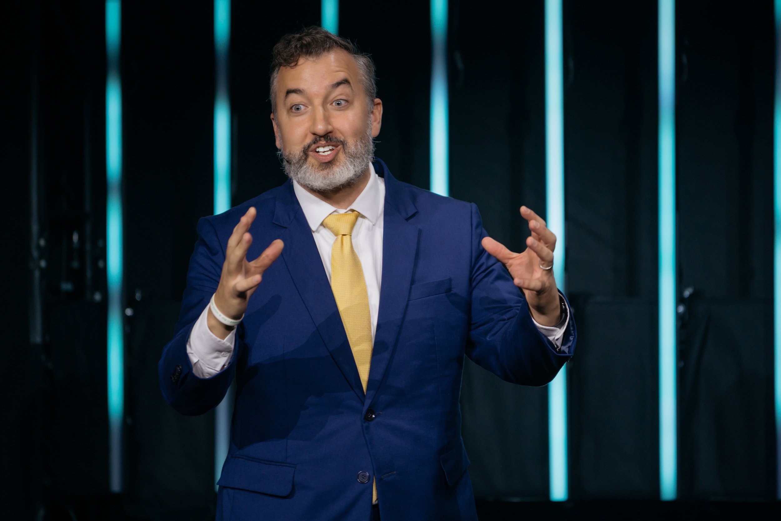 Anthony On Stage With a Funny Face