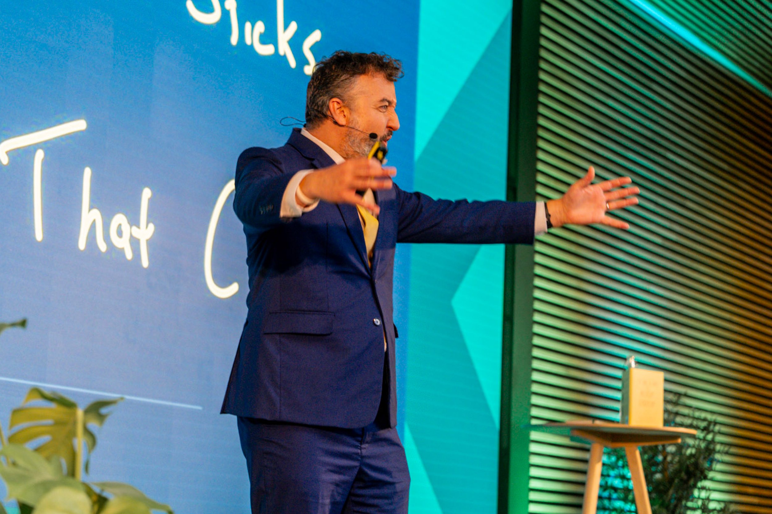 Anthony On Stage With Arms Outstretched